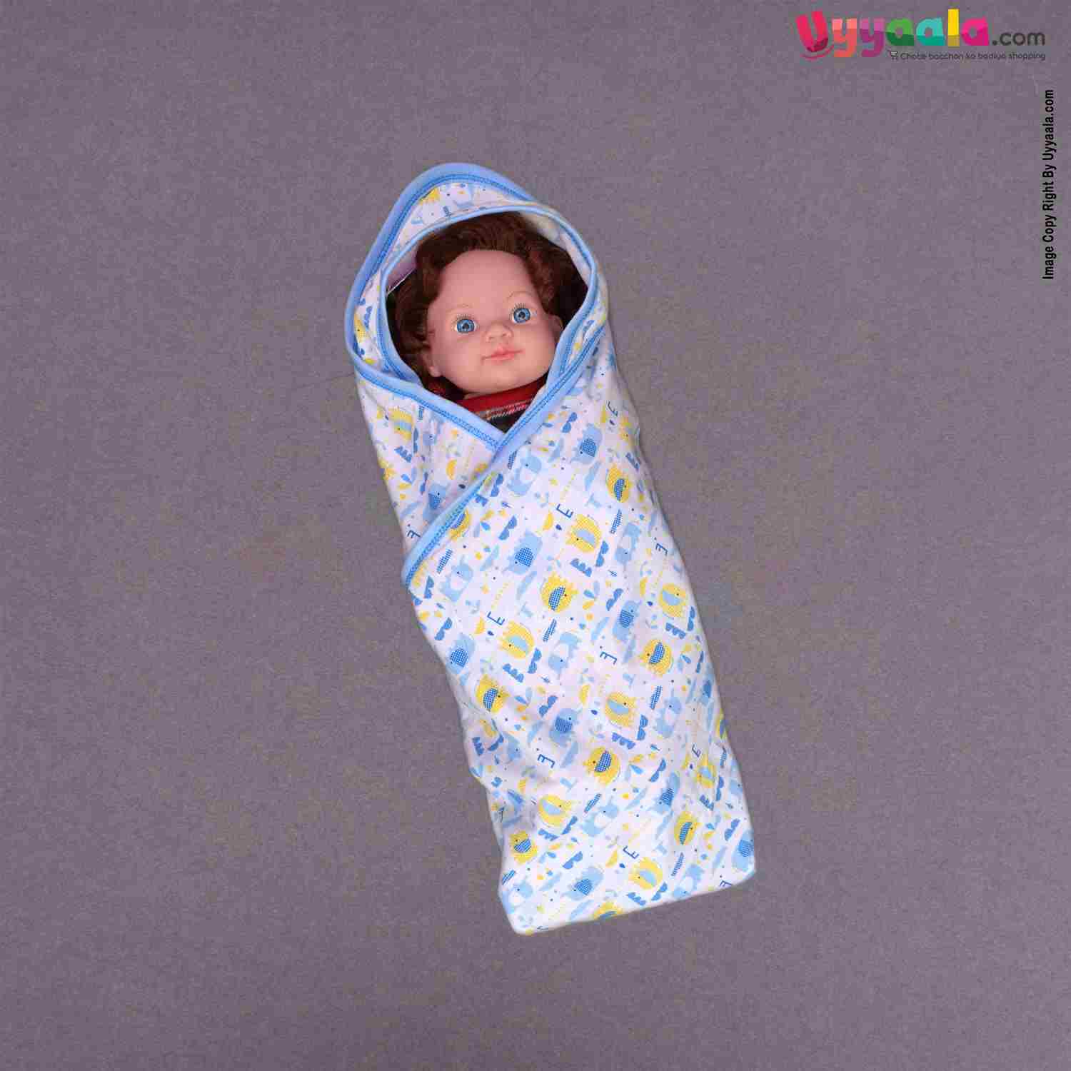 BABYS GIFT Cotton Hosiery Hooded Towel for Babies with Animals Print