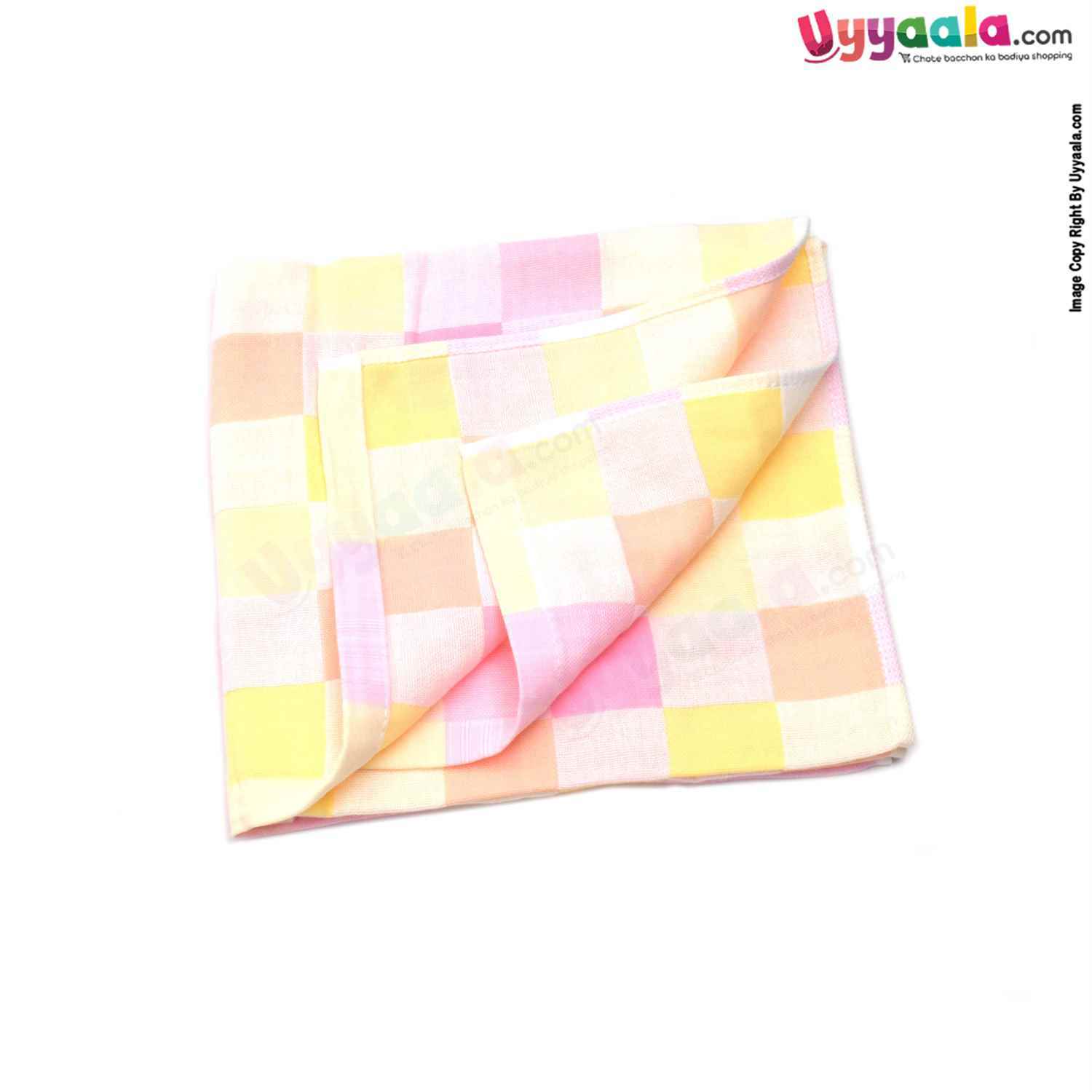 Baby Cotton Bath Towel with Checks Design