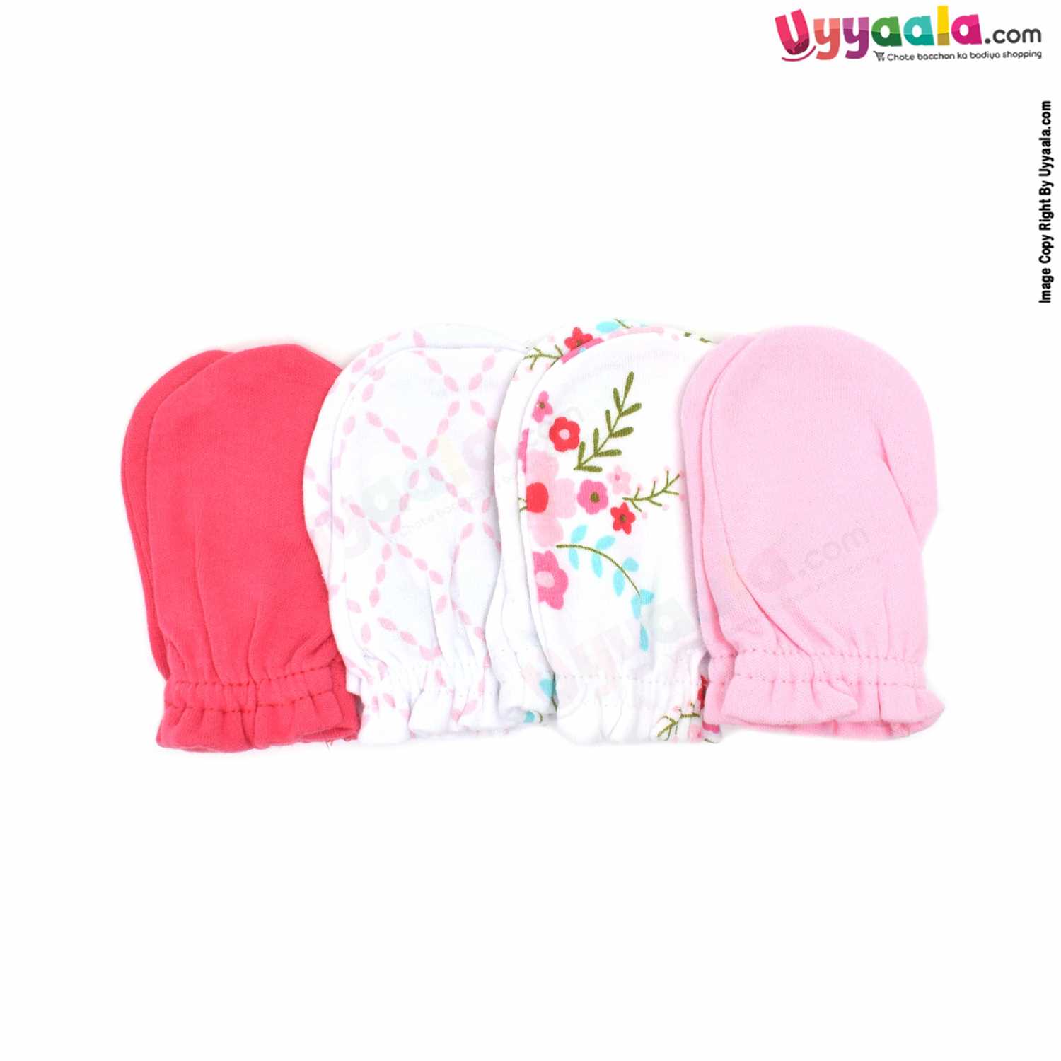 HUDSON BABY 5 Piece Caps Sets Mittens with Multi Print, 0-6m Age- Multi Color