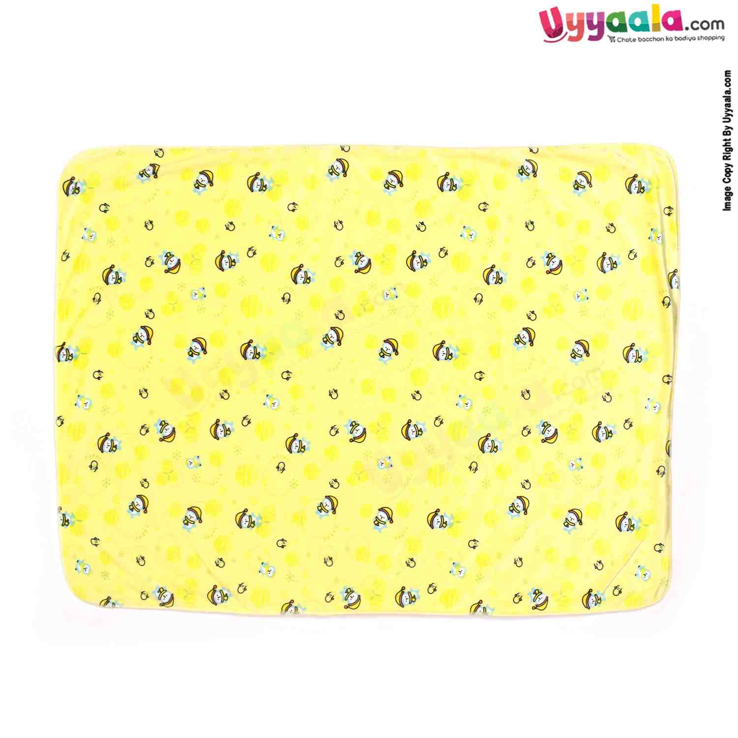 Super Soft Double Layered Blanket One Side Fur & Other Side Velvet, with Snow Man Print 0-24m Age, Size (101*73Cm)-Yellow