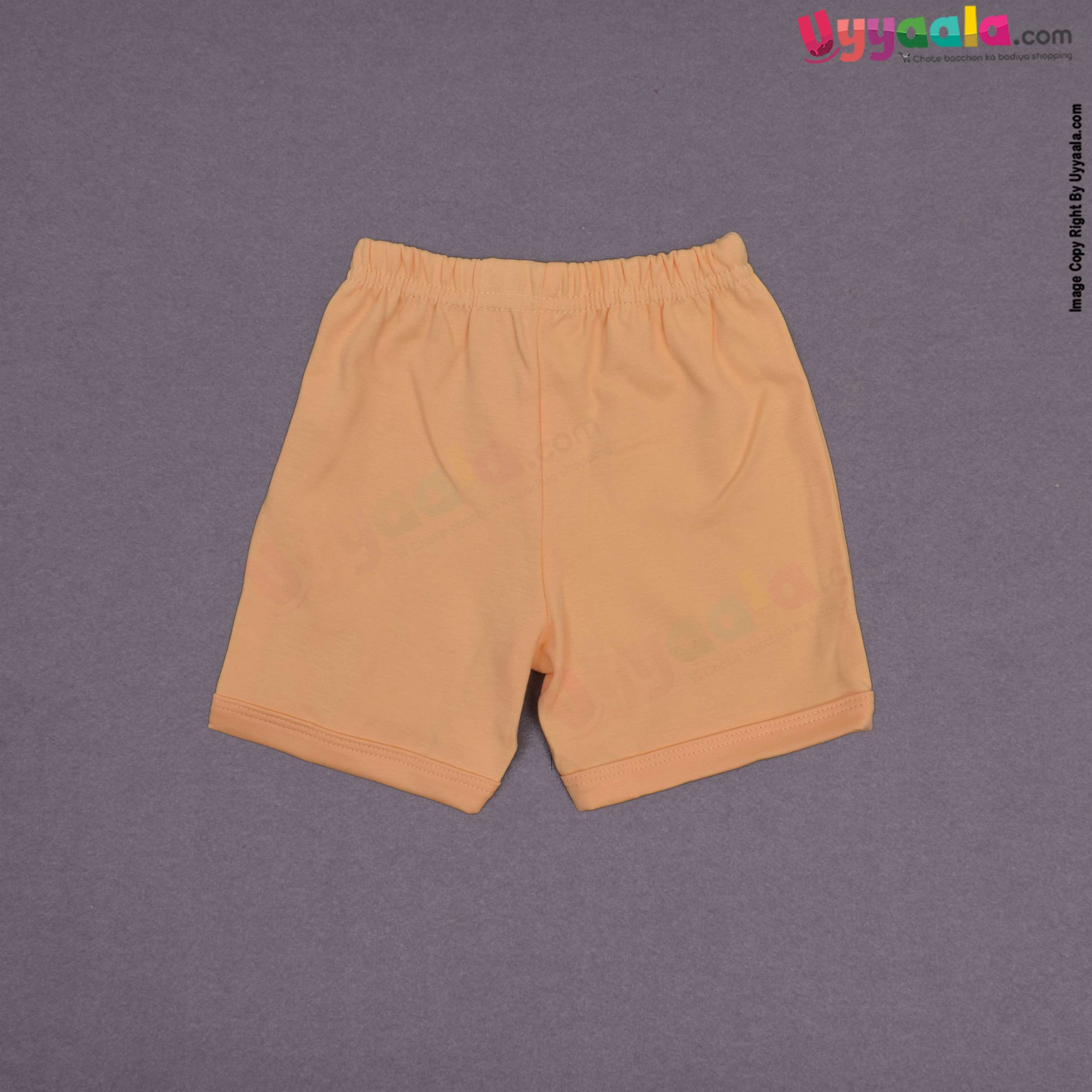 POPEES Baby boy casual wear hoisery cotton dress set with stripes and balls print- yellow