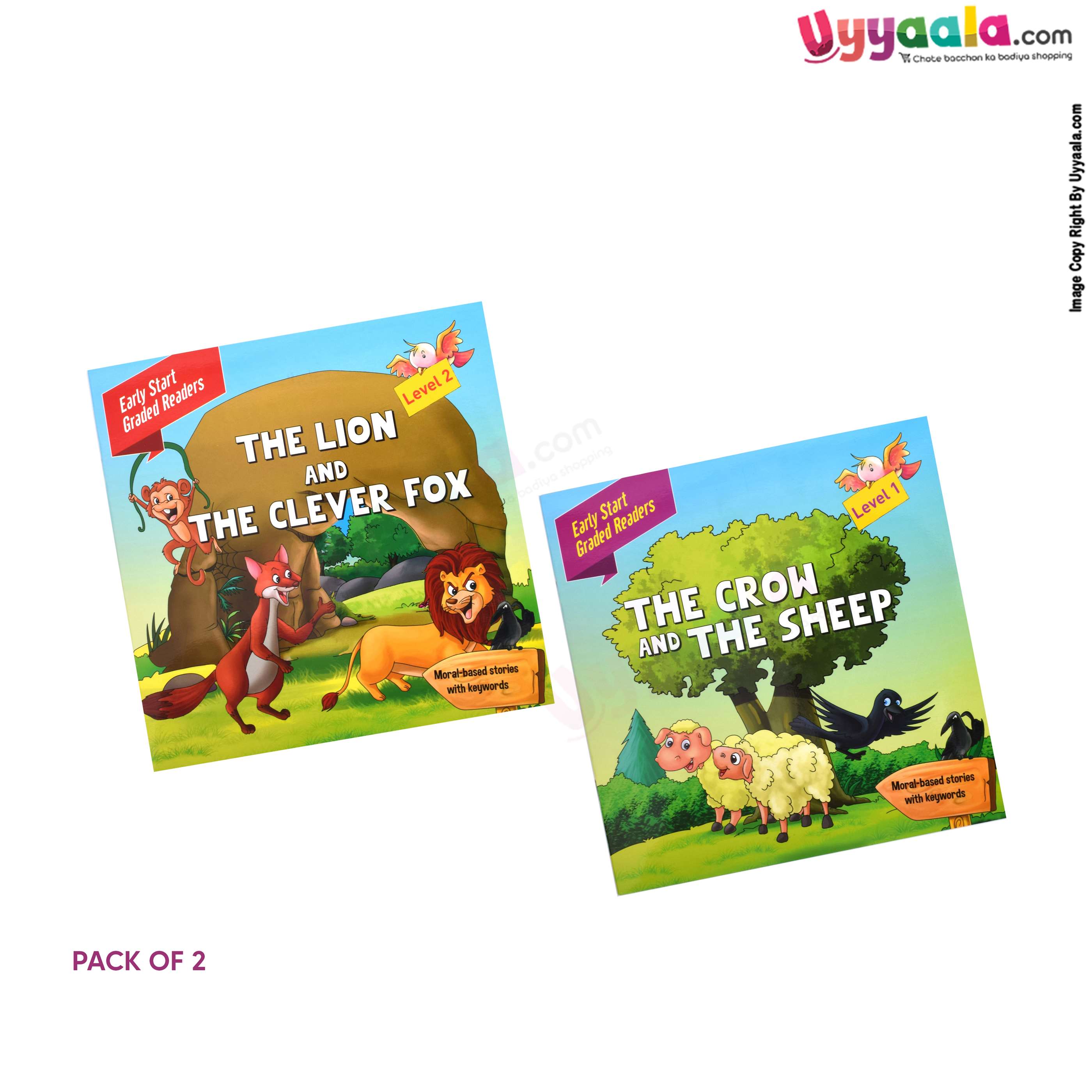 Early start graded readers - the crow and the sheep & the lion and the clever fox - pack of 2 - 2 volumes (2 - 5 years)