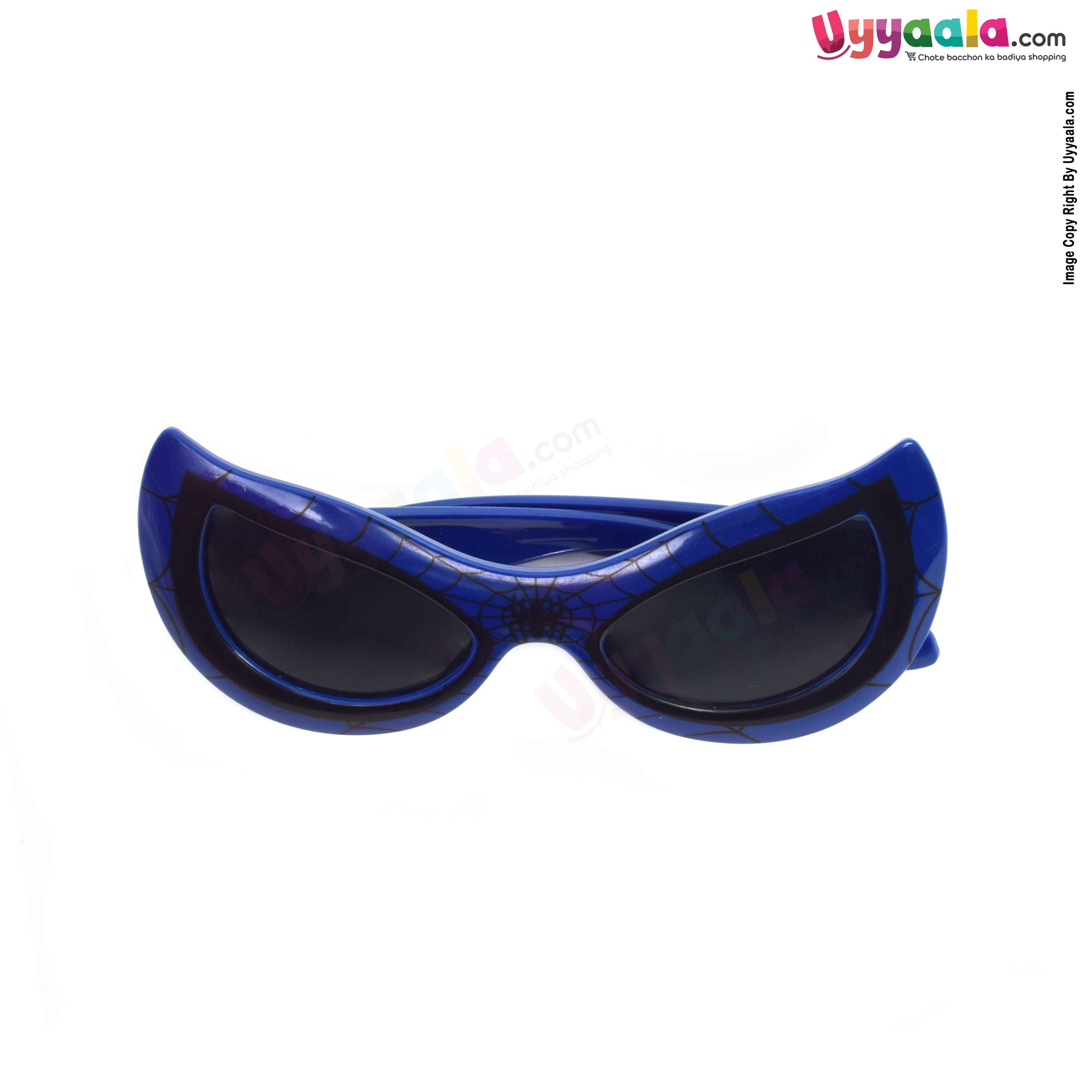 Stylish spider-man tinted cat-eye sunglasses for kids - dark blue with black web print, 1 - 10 years