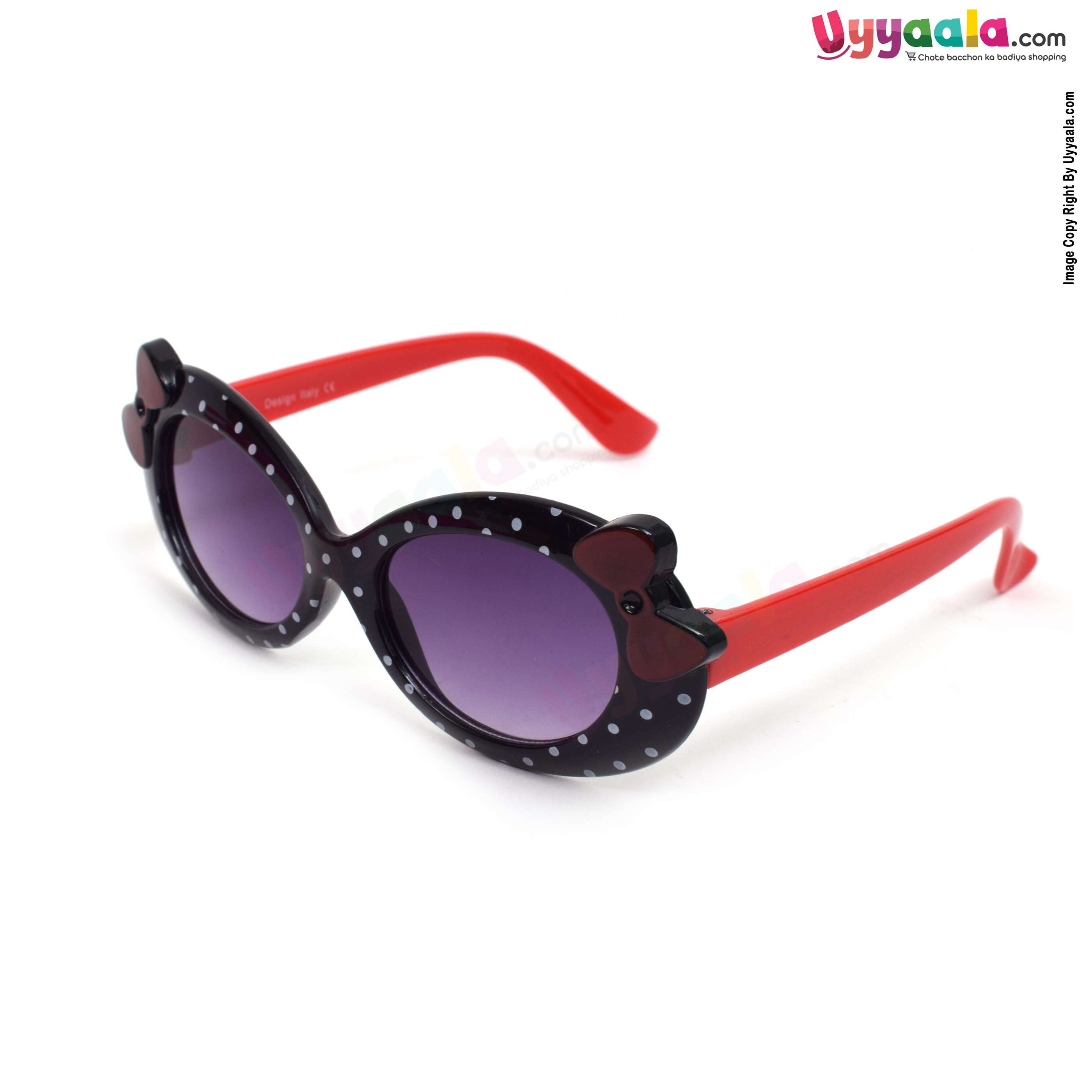 Stylish cat eye shaped tinted sunglasses for kids - black & red