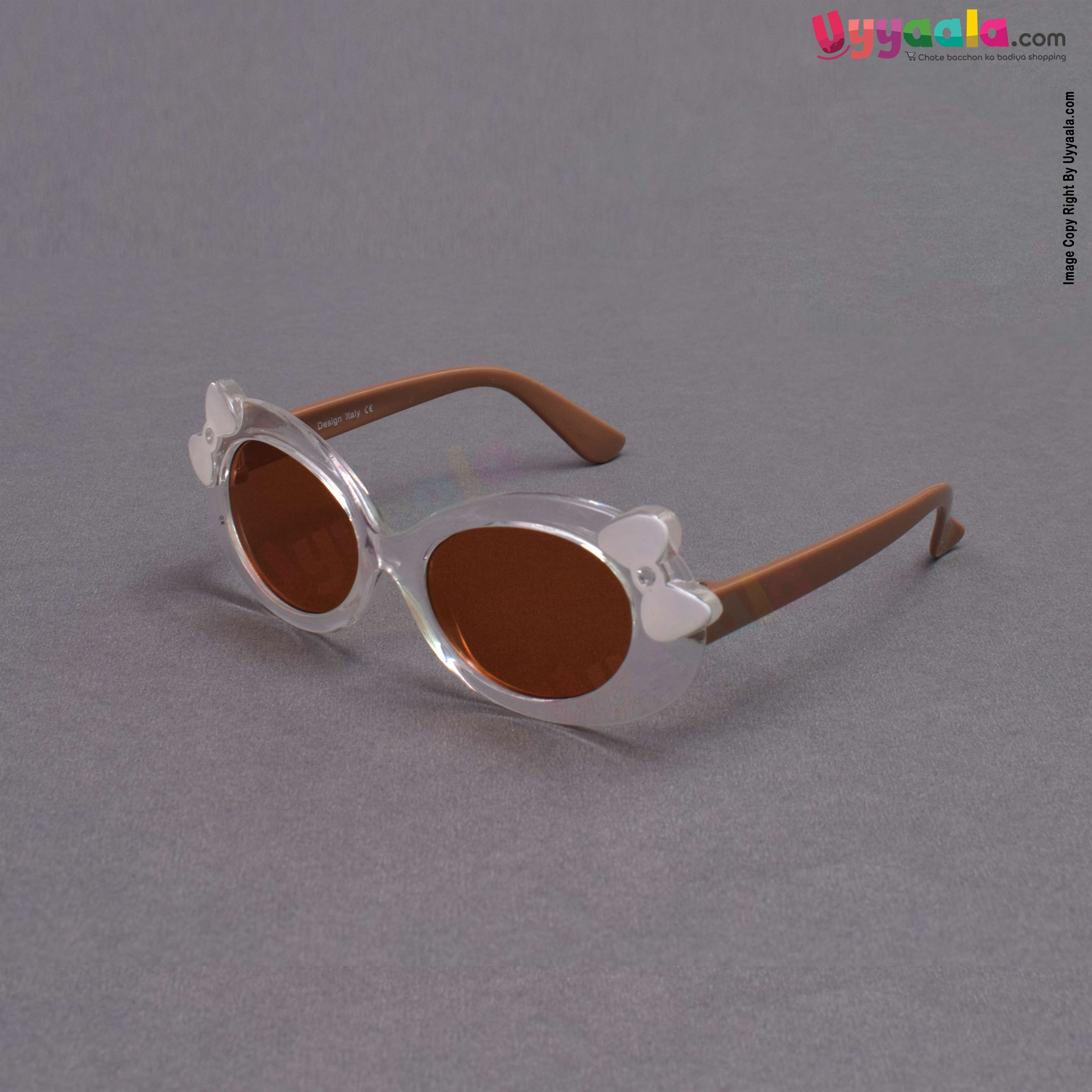 Stylish cat-eye transparent sunglasses for kids - brown