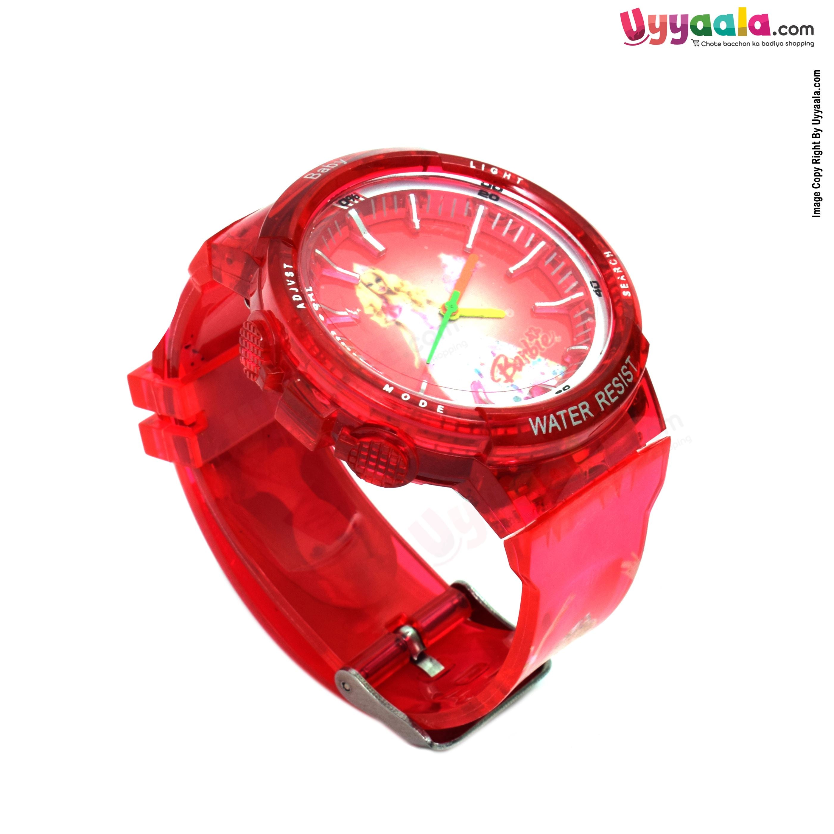 Barbie analog watch for kids - Red strap with barbie print