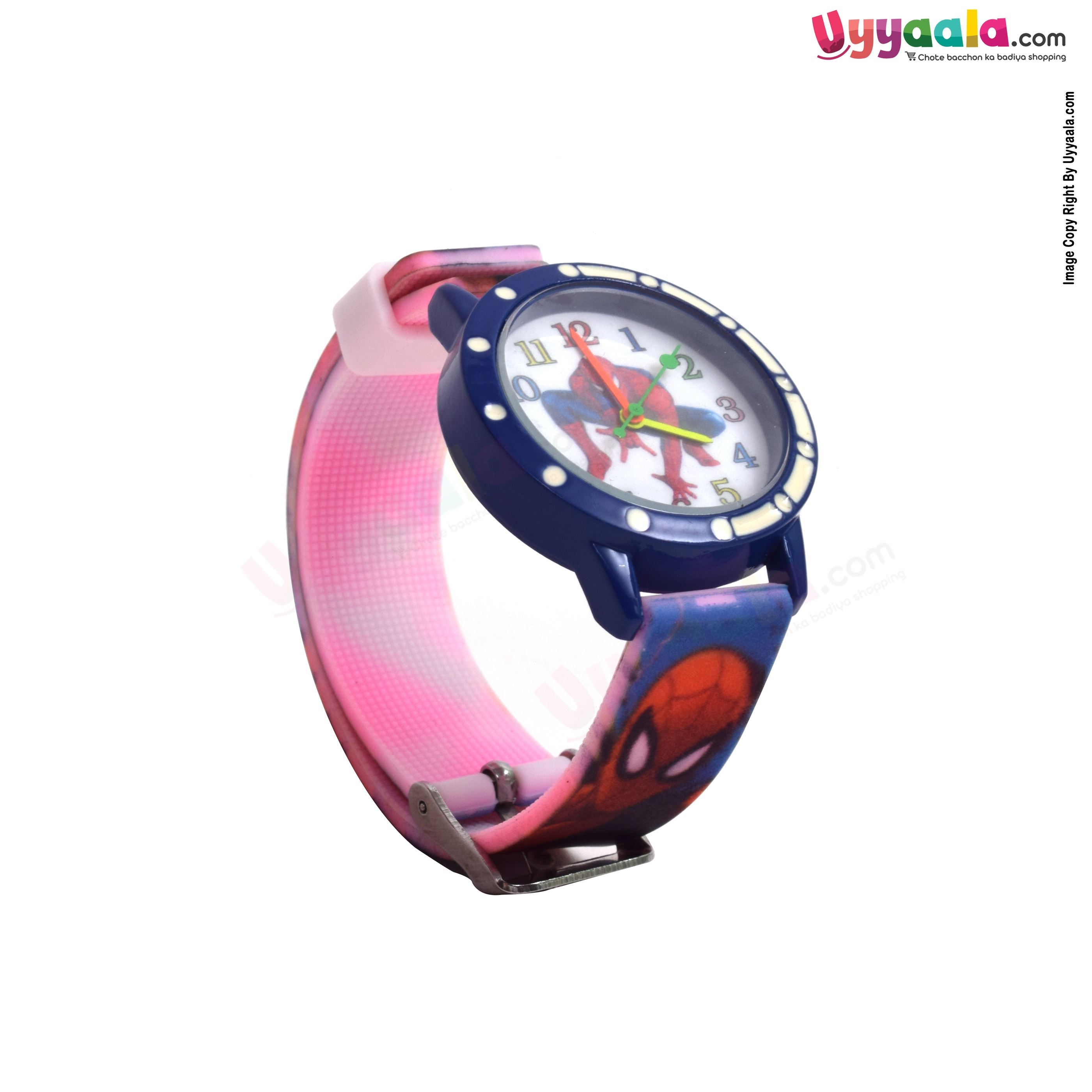 Spider man analog watch for kids - blue strap with spider man print