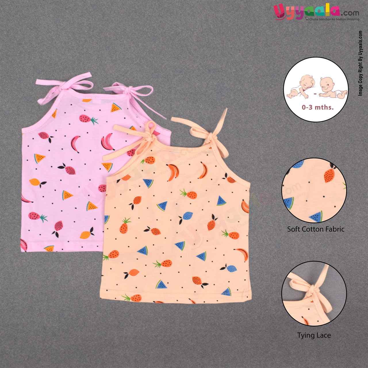 Sleeveless Baby Jabla Top Opening - Pink & Orange 0-3m pack of 2