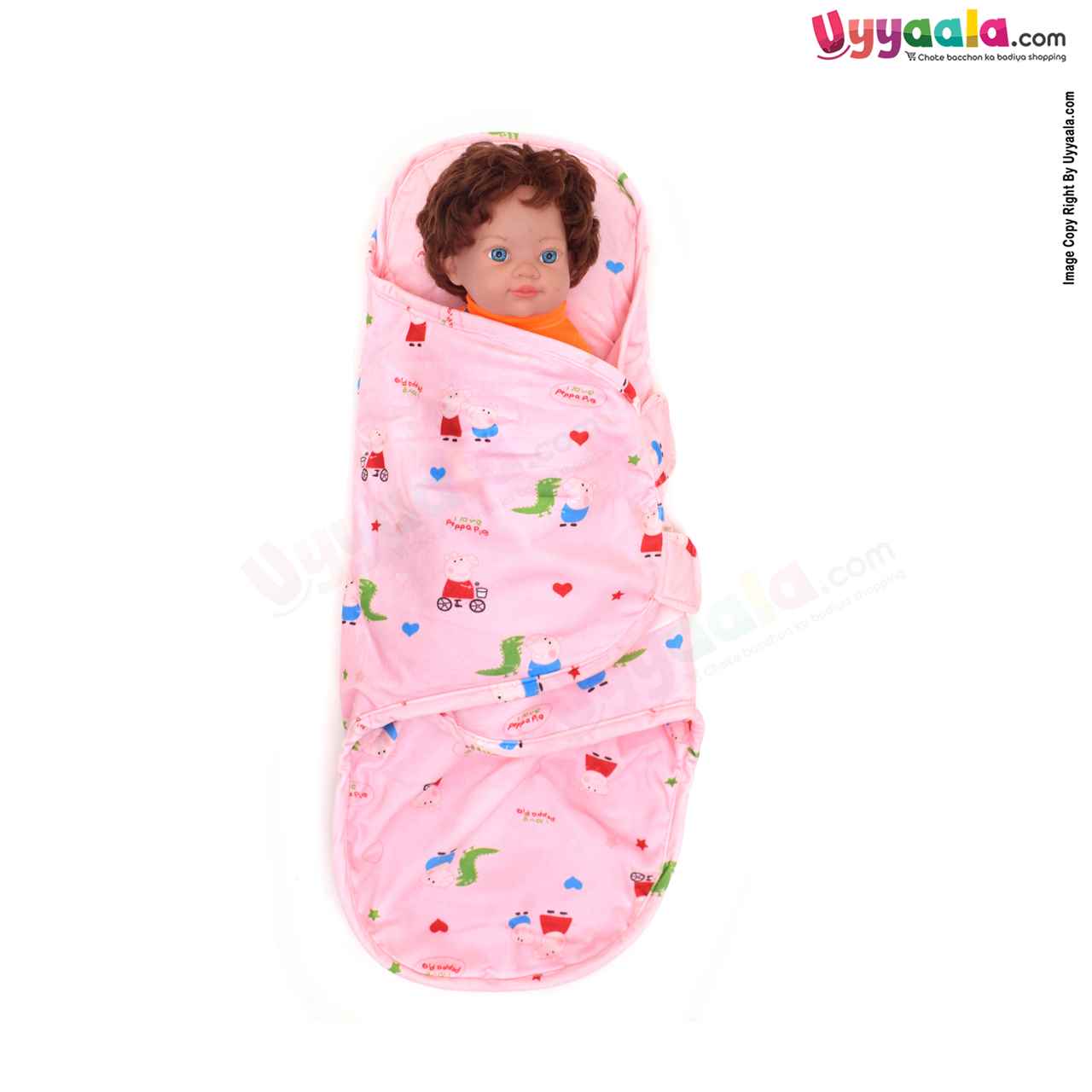 Swaddle Wrapper With Back, Neck & Head Support Newborn Babies - Pink 0-6m