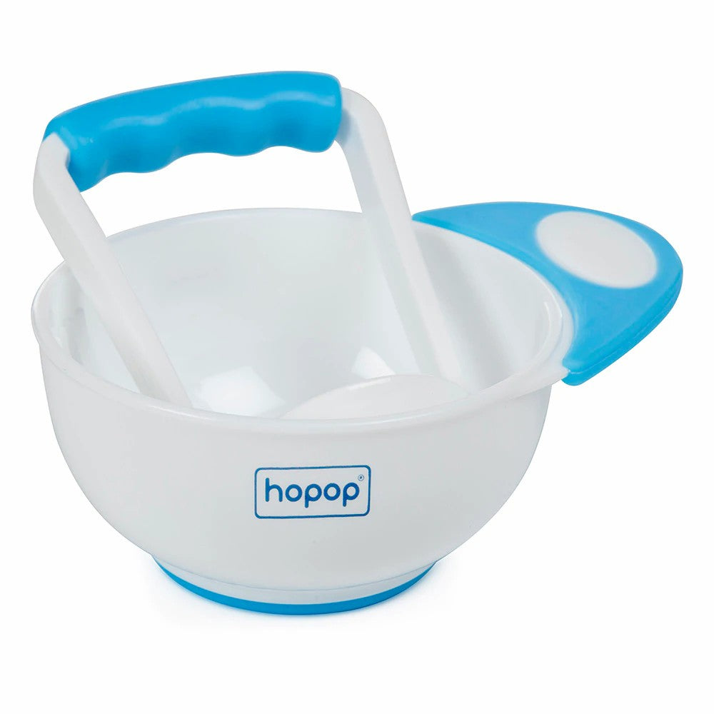 HOPOP Baby's Food Mash & Serve Feeding Bowl - Blue 4m+