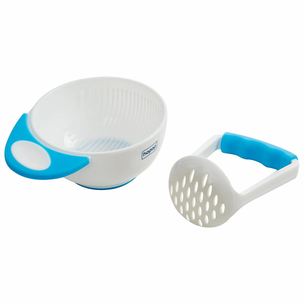 HOPOP Baby's Food Mash & Serve Feeding Bowl - Blue 4m+