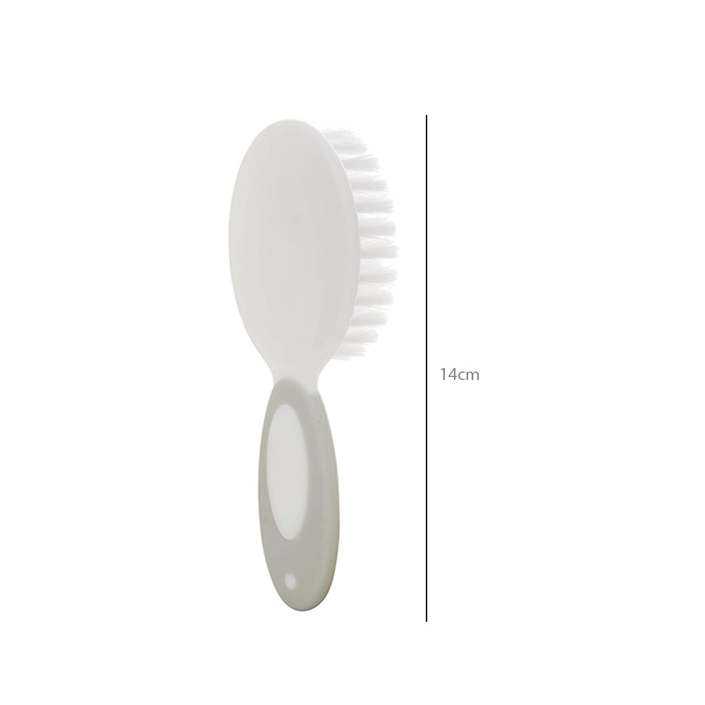 HOPOP Soft Bristle Comb & Brush Set For Babies - White & Grey 0m+