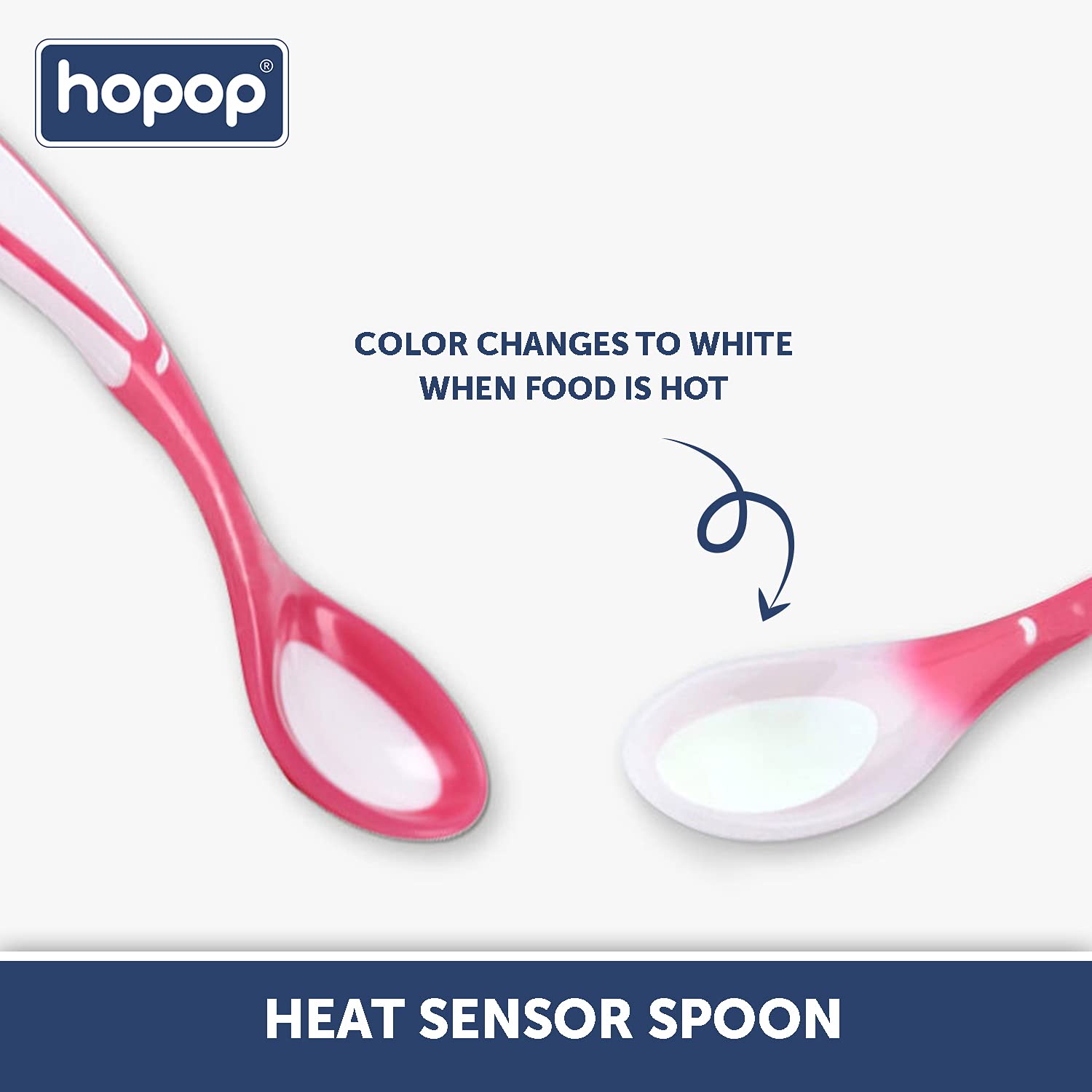 HOPOP Heat Sensor Safe Feeding Spoons For Babies - Pink & Blue 2pcs 4m+