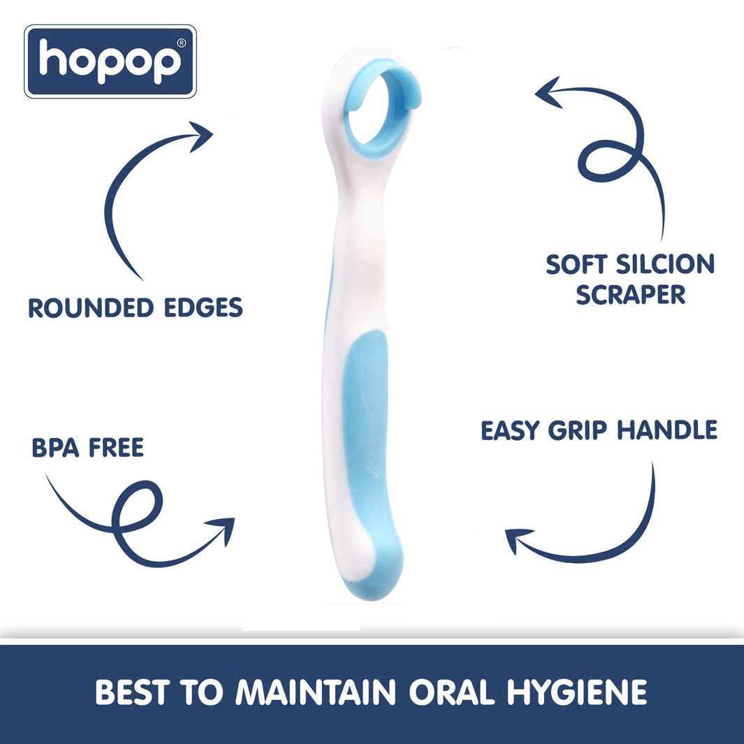 HOPOP Tongue Cleaner For Babies - Blue 3m+