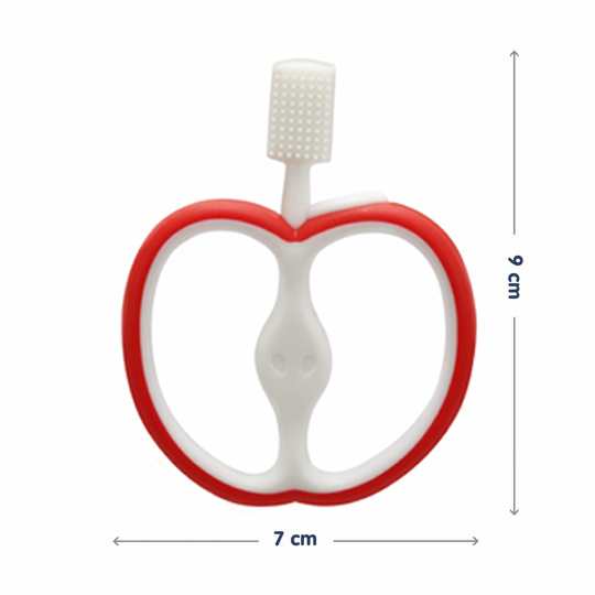 HOPOP Soft Silicone Apple Teether For Babies - Red 4m+