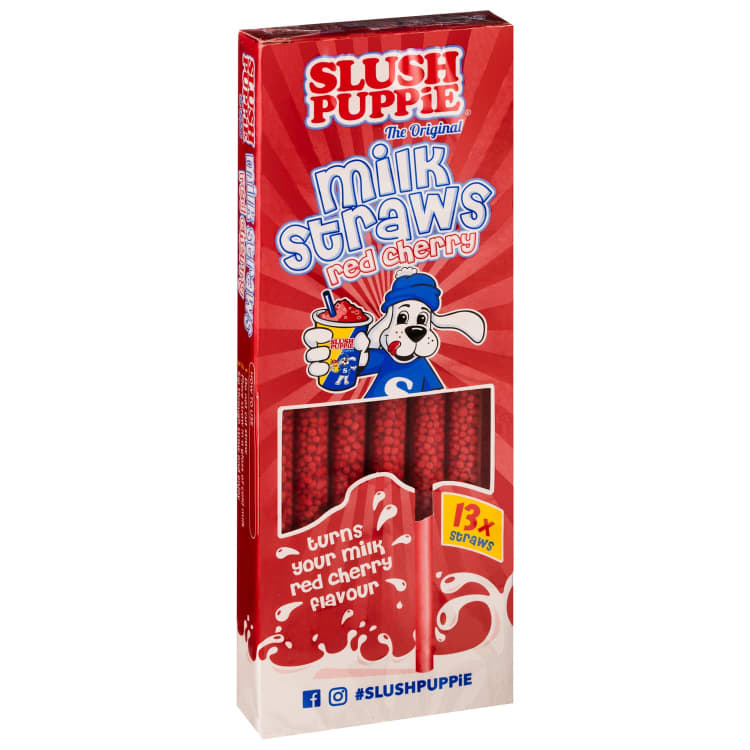 Slush Puppie The Original Milk Straws , Red Cherry Flavour -  pack of 13, 3Y+