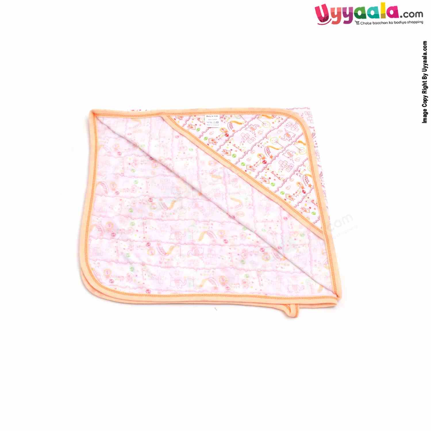 BABYS GIFT Cotton Hosiery Hooded Towel for Babies with Animals Print 1pc 0+m Age, Size (77*76cm)