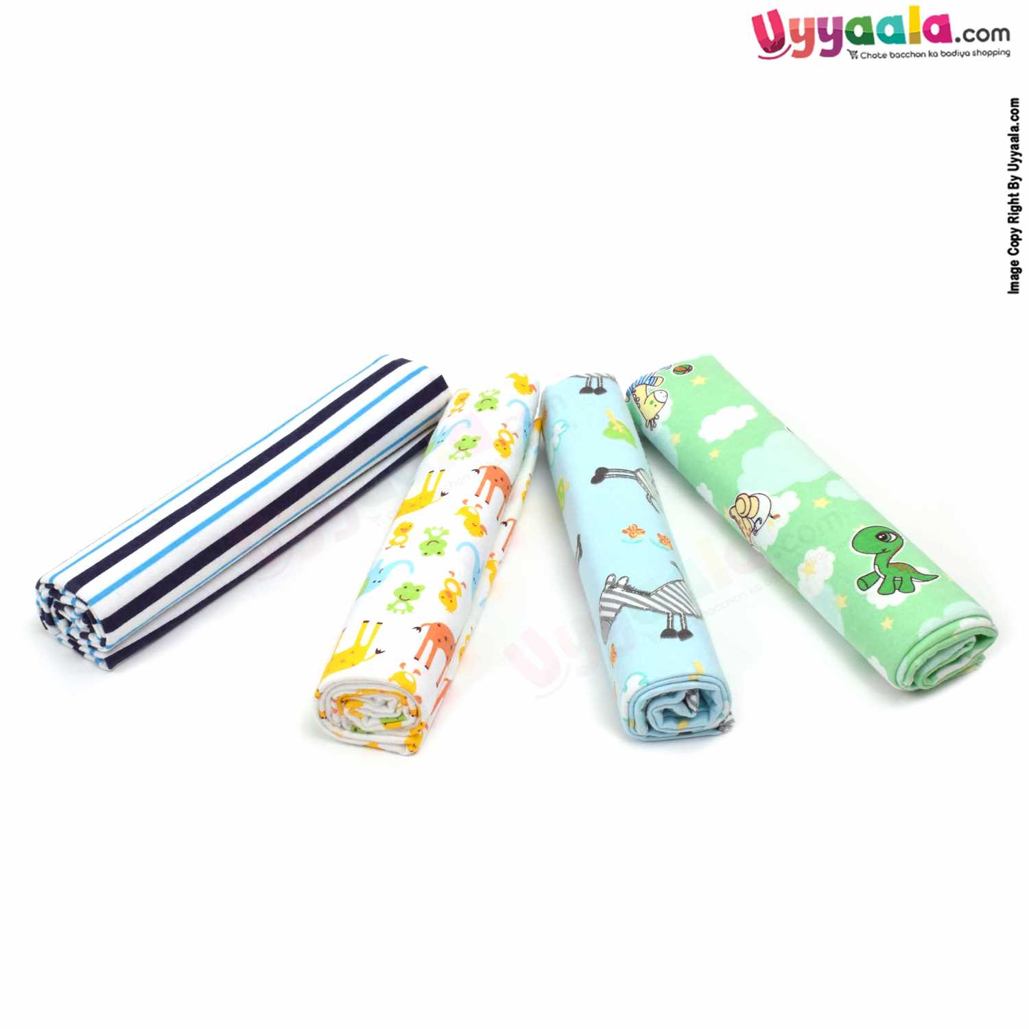 DARLING Baby Bath Towel 100% Cotton with Print 4p Set 0+m Age ,Size (100*75cm) - Multi Color