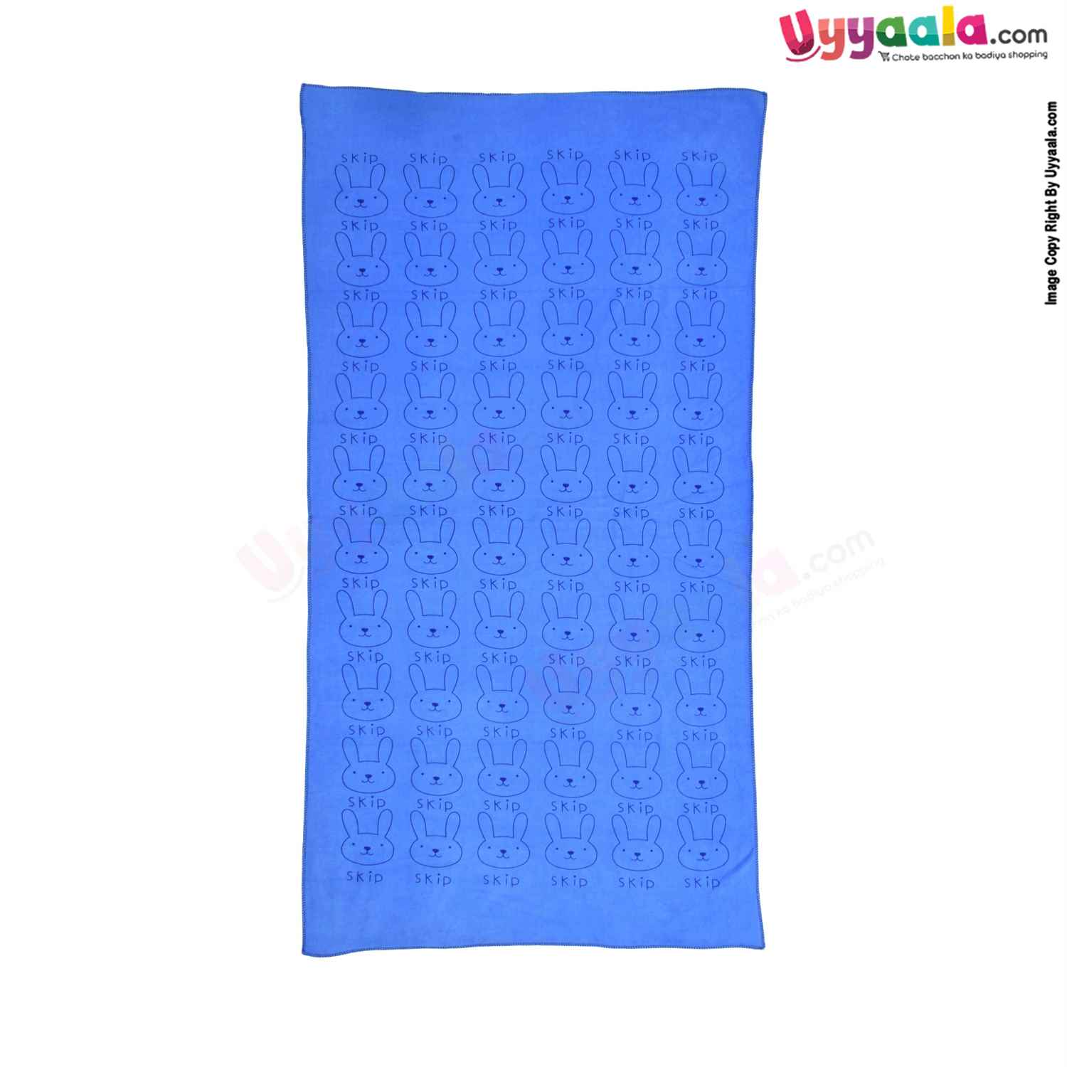 Soft Terry Bath Towel Premium with Rabbit Print for Babies 0-36m Age, Size (143*75cm)- Blue
