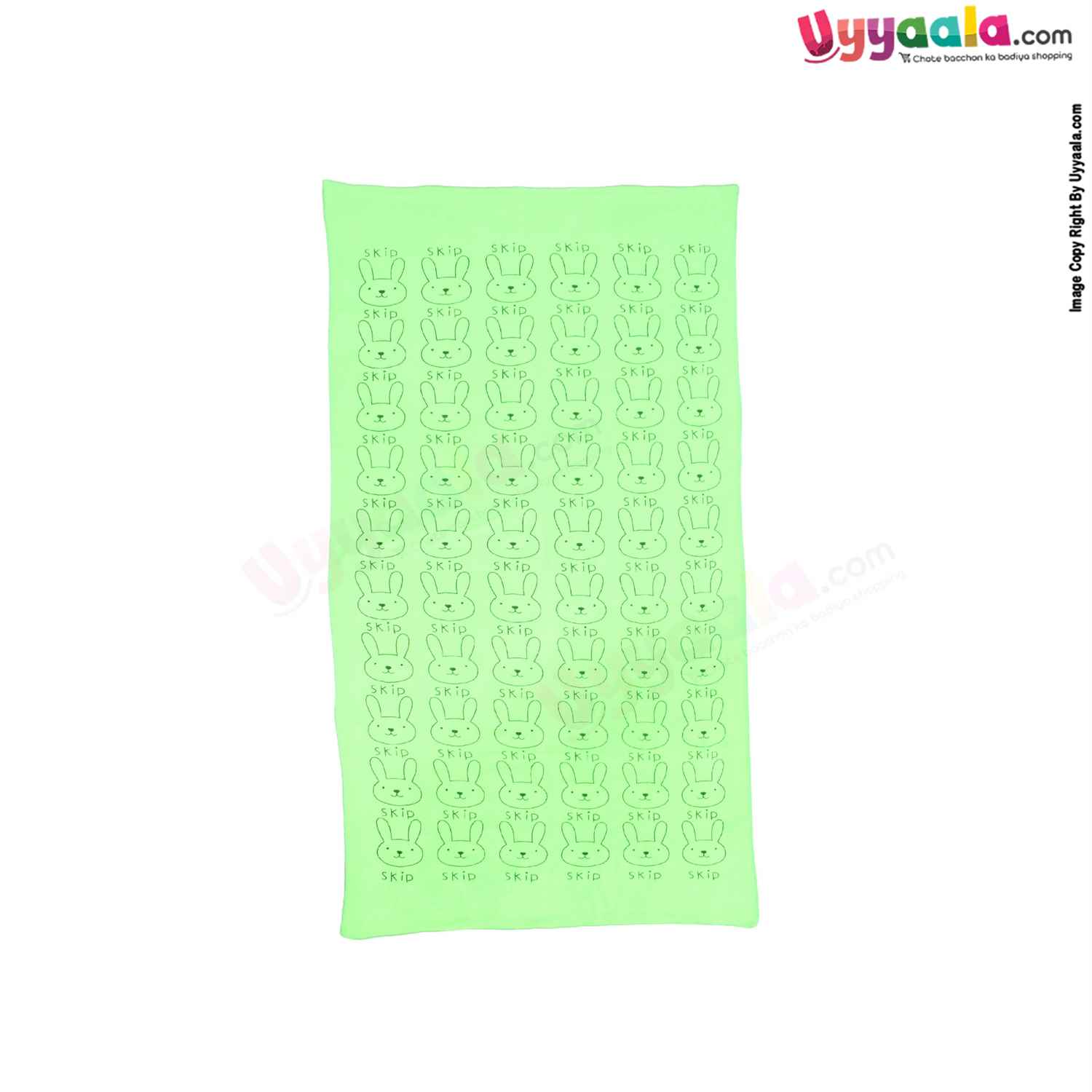Soft Terry Bath Towel Premium with Rabbit Print for Babies 0-36m Age, Size (143*75cm)- Green