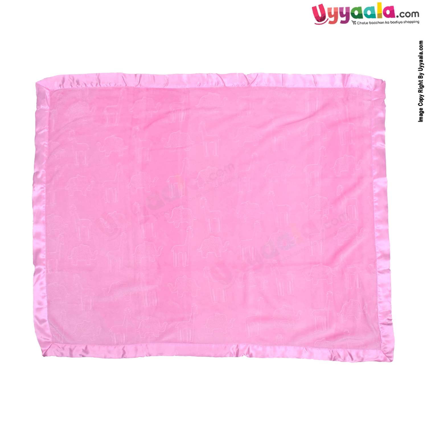 Double Layered Fur Blanket with Animal Imprints for Babies 0-24m Age, Size (100*81cm) - Pink