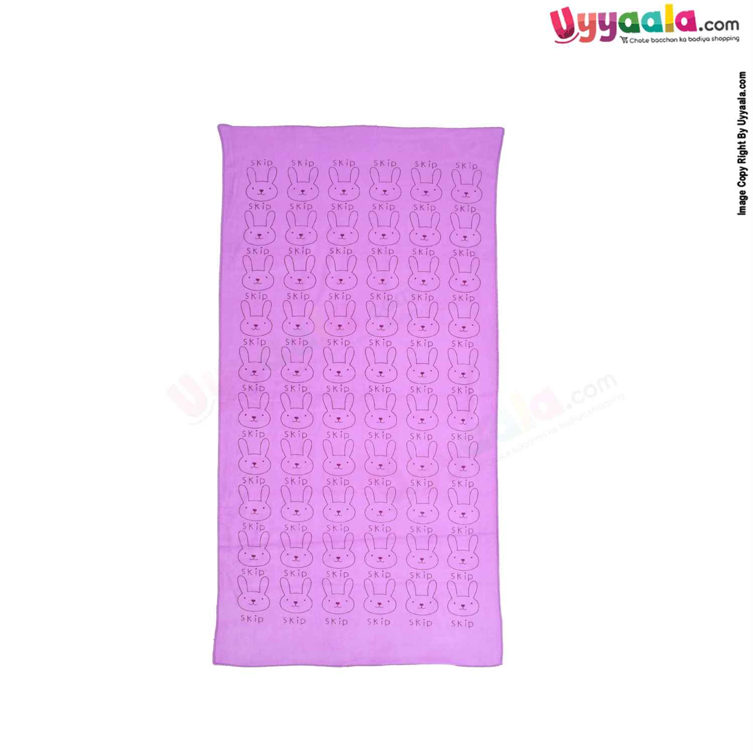 Soft Terry Bath Towel Premium with Rabbit Print for Babies 0-36m Age, Size (143*75cm)- Purple
