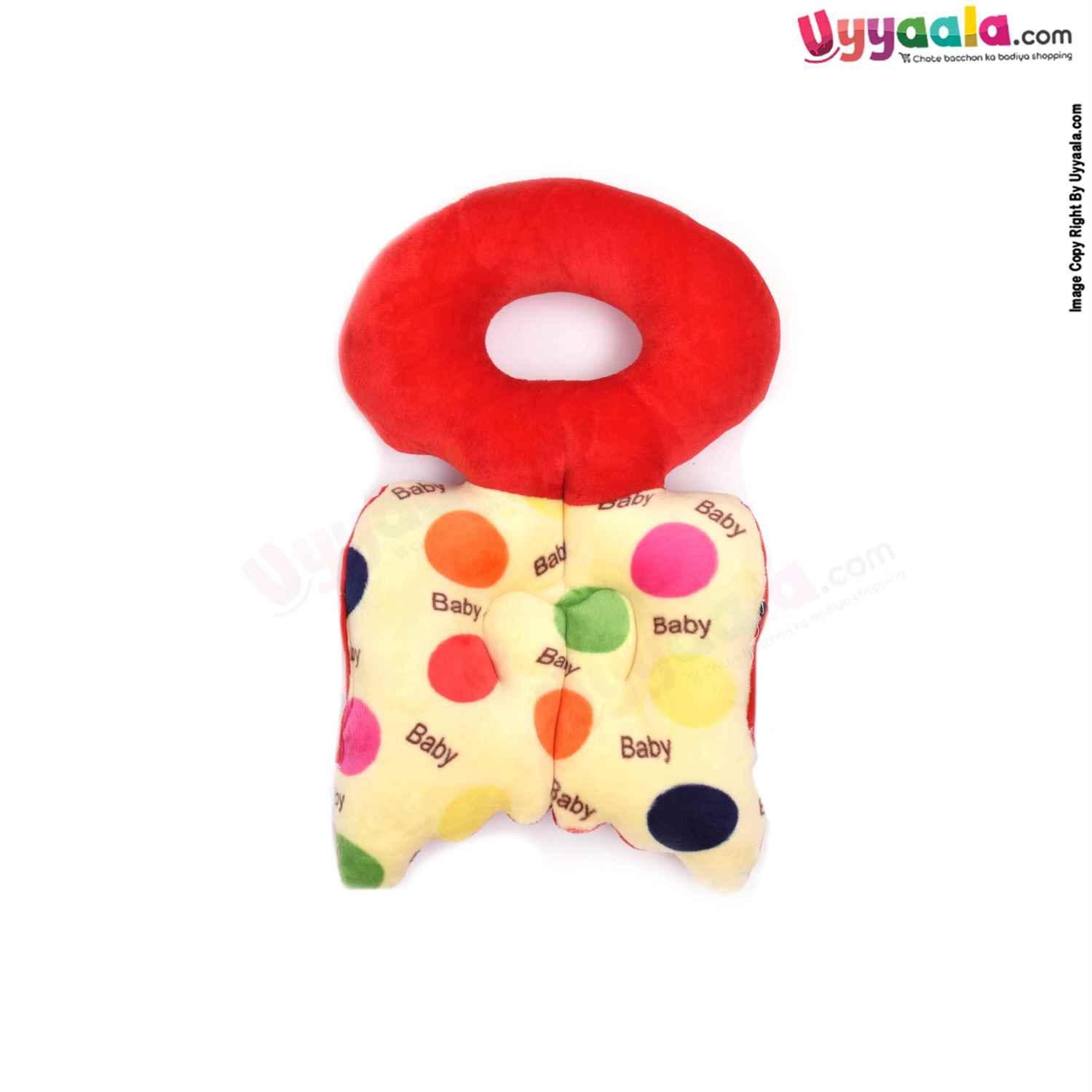 Baby Head Protector with Pillow with Adjustable Straps & Velvet Material, with Print 4-18m Age, Size(32*20cm)
