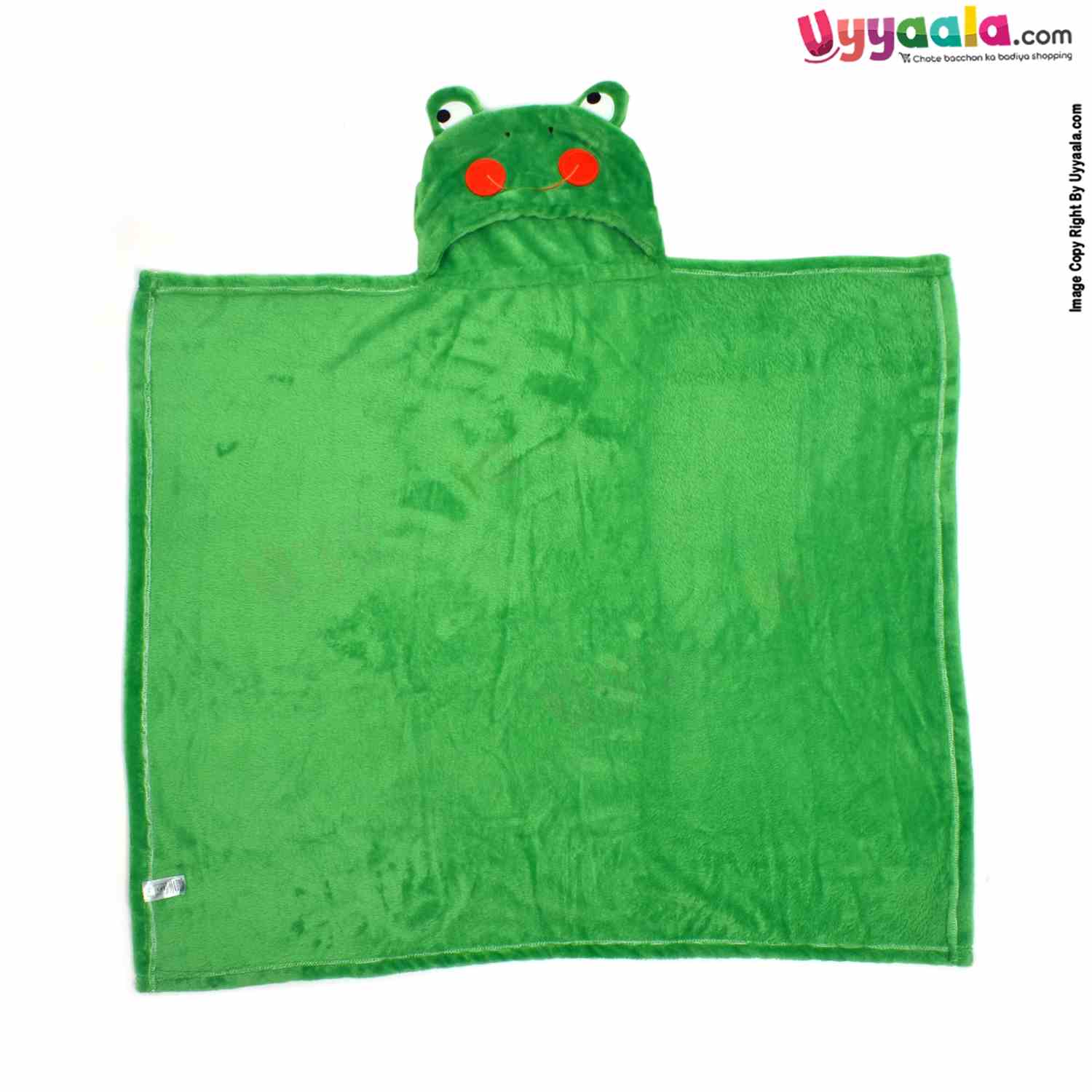 Hooded Coral Fur Blanket with Frog Character, 0-24m - Green