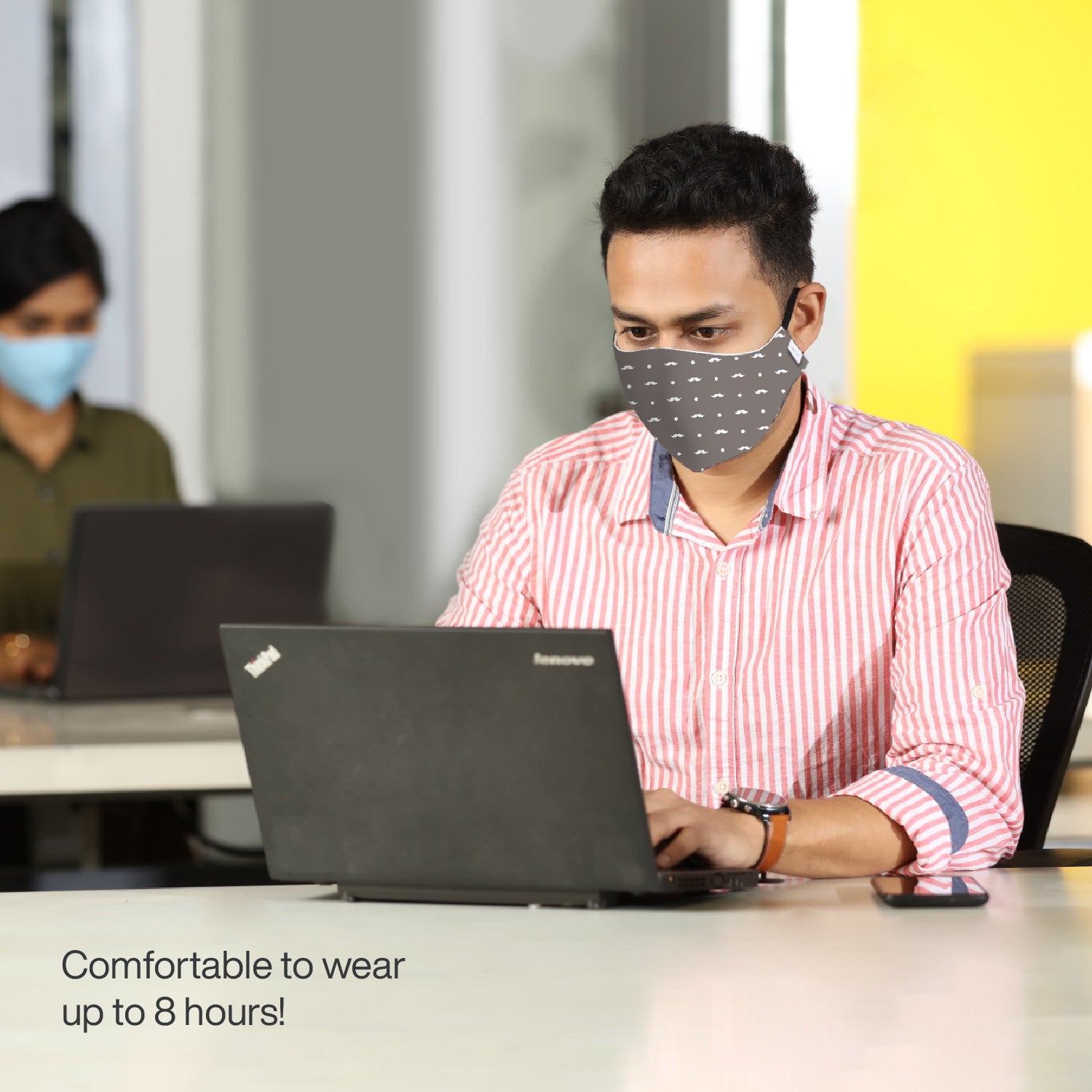 JUSKI Reusable & Eco Friendly Cotton Face Masks with Triple Layer Protection for Men - 2pcs (Assorted Prints)