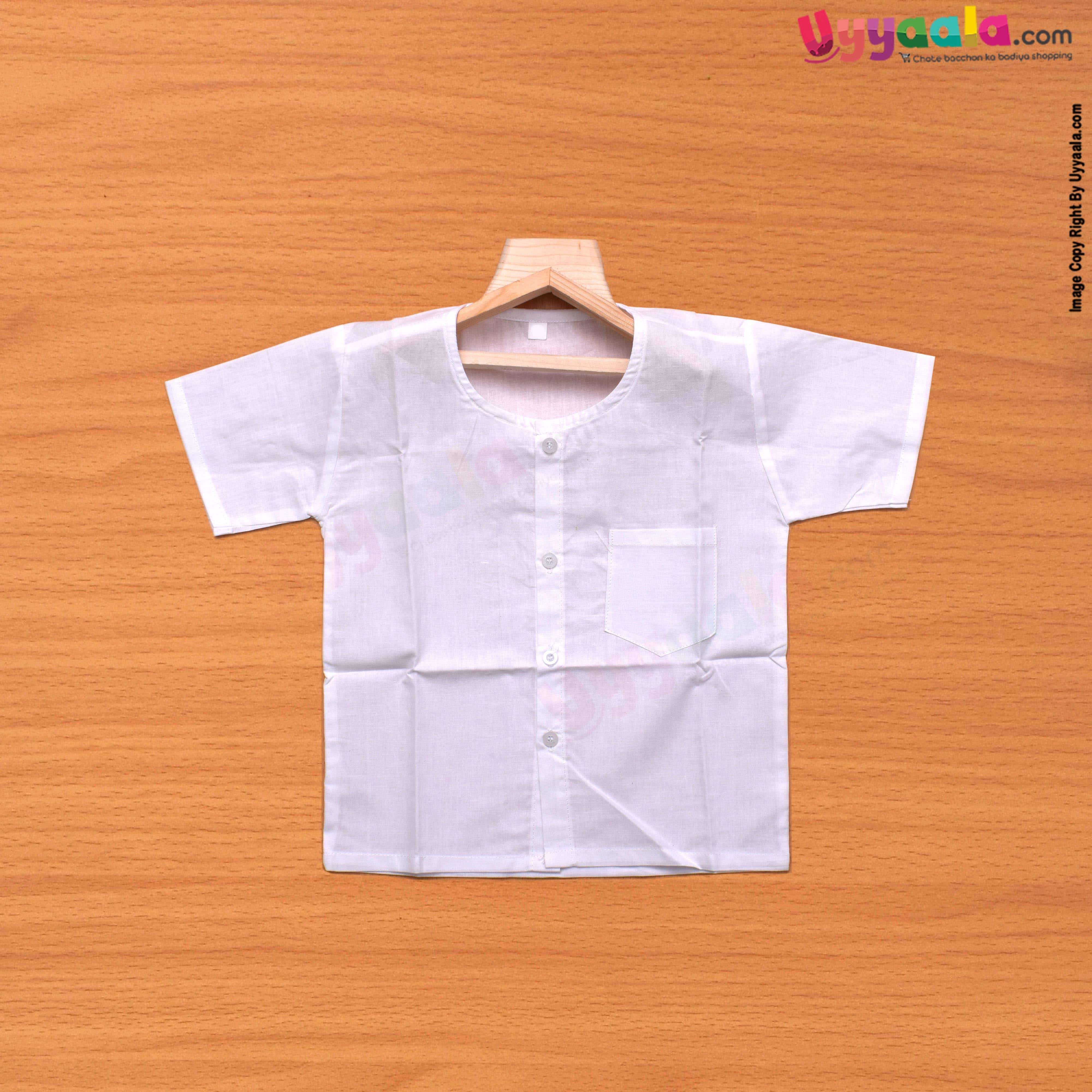 POLAR CUBS Half Sleeve Baby Jabla, Front Opening Button Model, Premium Quality Cotton Baby Wear - White