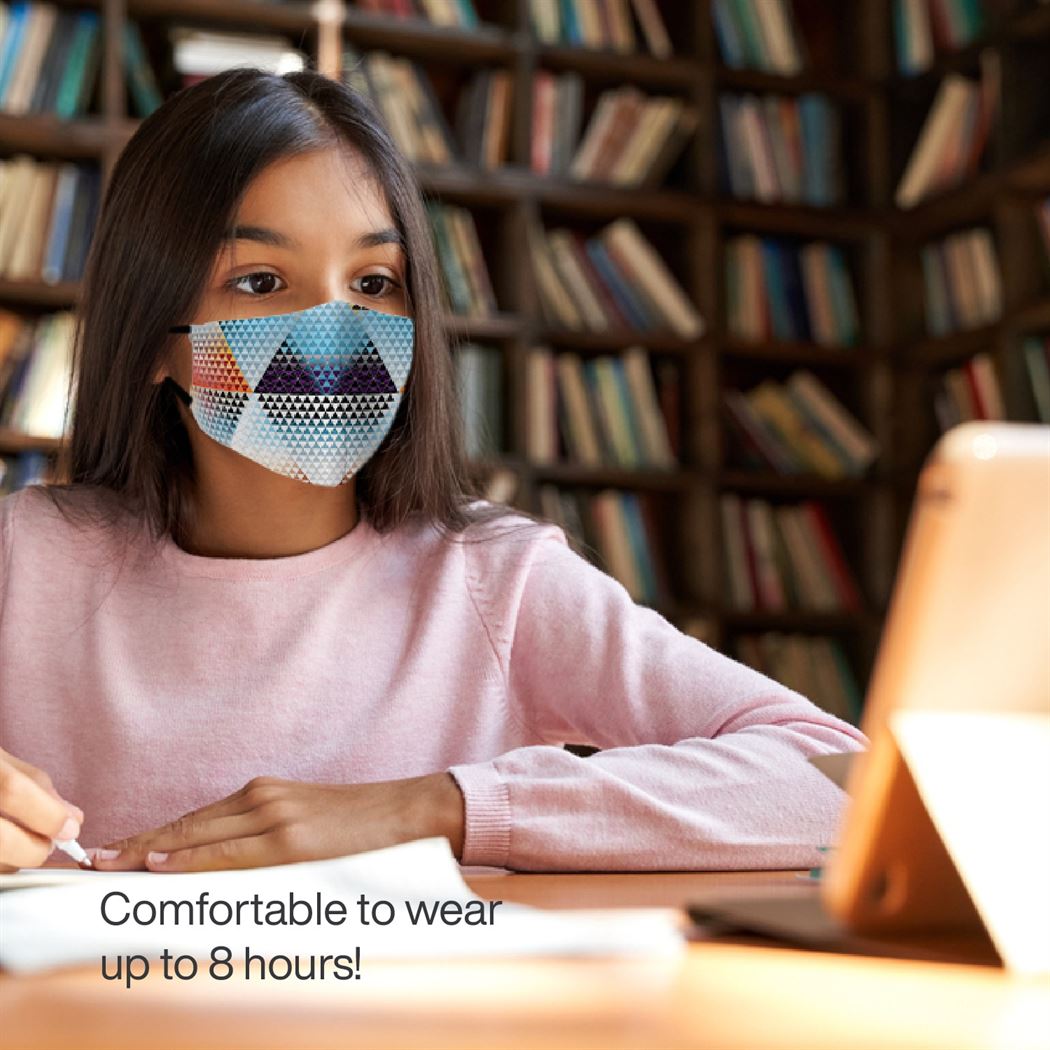 JUSKI Reusable & Eco Friendly Cotton Face Masks with Triple Layer Protection for Teenagers - 2pcs (Assorted Prints)