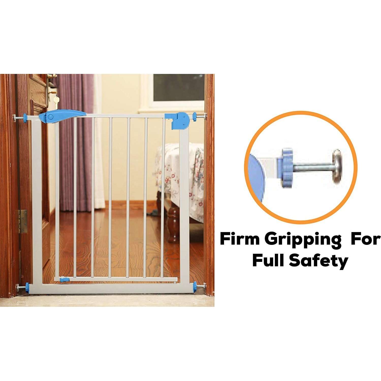 R FOR RABBIT Safe Baby Auto Close Indoor Safety Door Gate for Kids, White