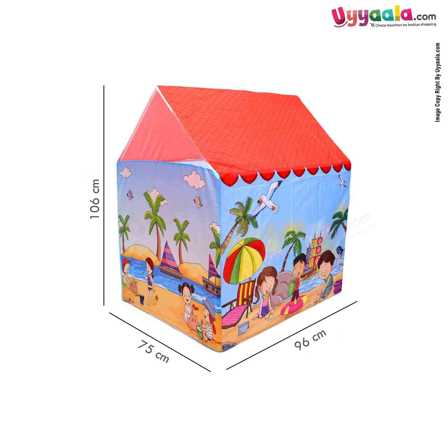 CUDDLES Beach House Play Tent Water Proof with Removable Pipe Tent House for Kids 3+Y Age - MultiColor