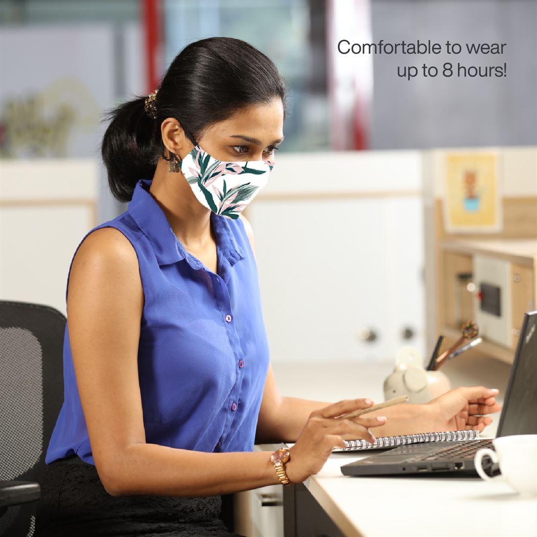 JUSKI Reusable & Eco Friendly Cotton Face Masks with Triple Layer Protection for Women - 2pcs (Assorted Prints)- Pack Of 2