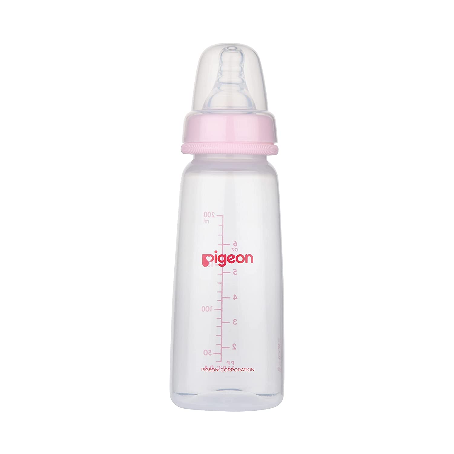 PIGEON Feeding Bottle Narrow Neck Square Base Flexible 4+m Age - 200ml, Pink
