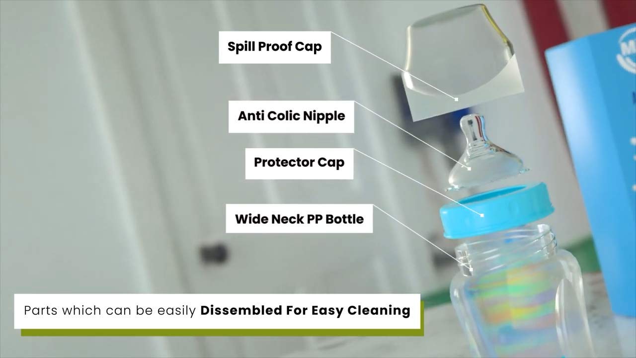 R FOR RABBIT First Feed Polypropylene Feeding Bottle For Babies - Blue 250ml 6m+