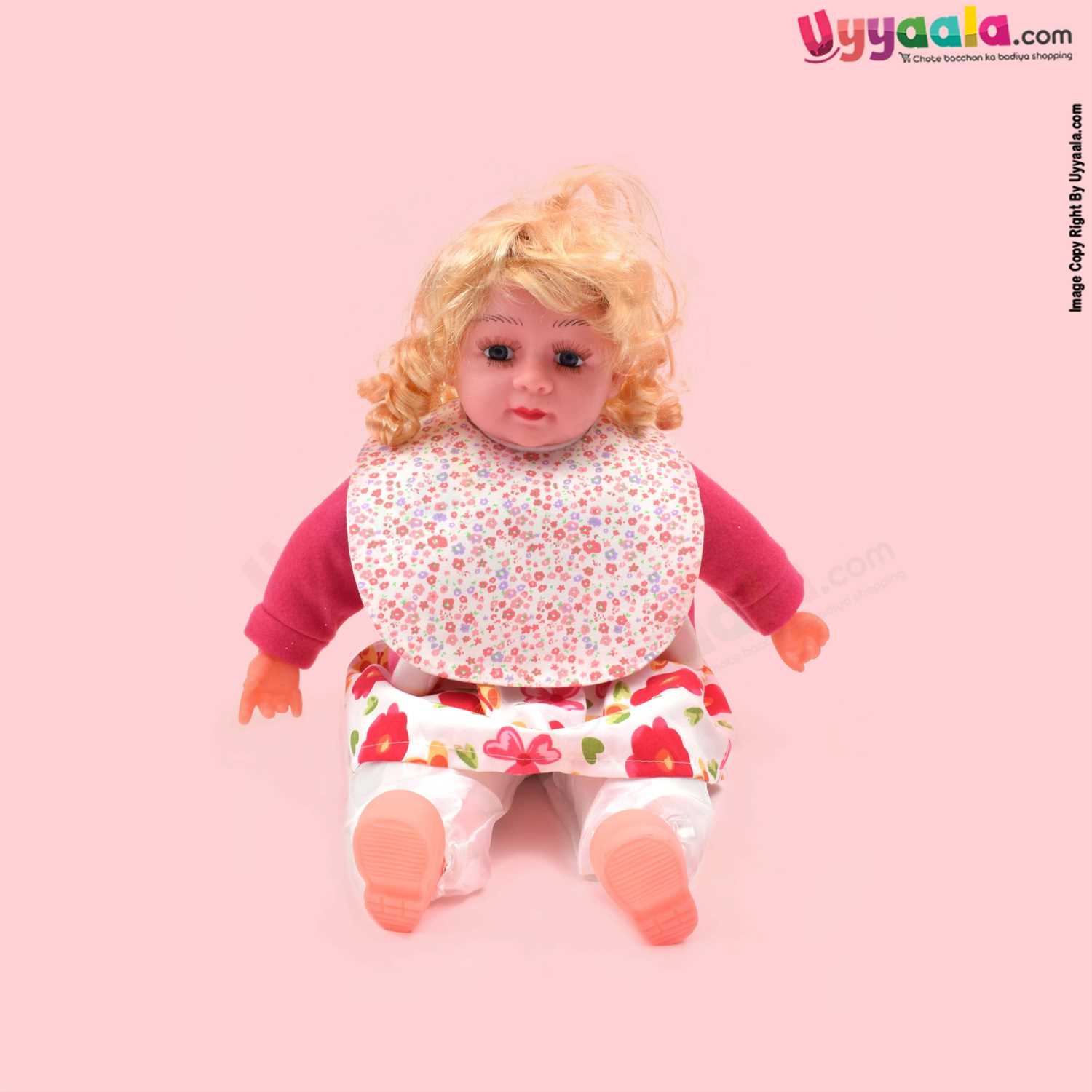 Baby Bib Soft Hosiery Cotton 2 in 1 Usable with Bow & Floral Print for Newborn, Size (29.5*20cm)- Peach & White