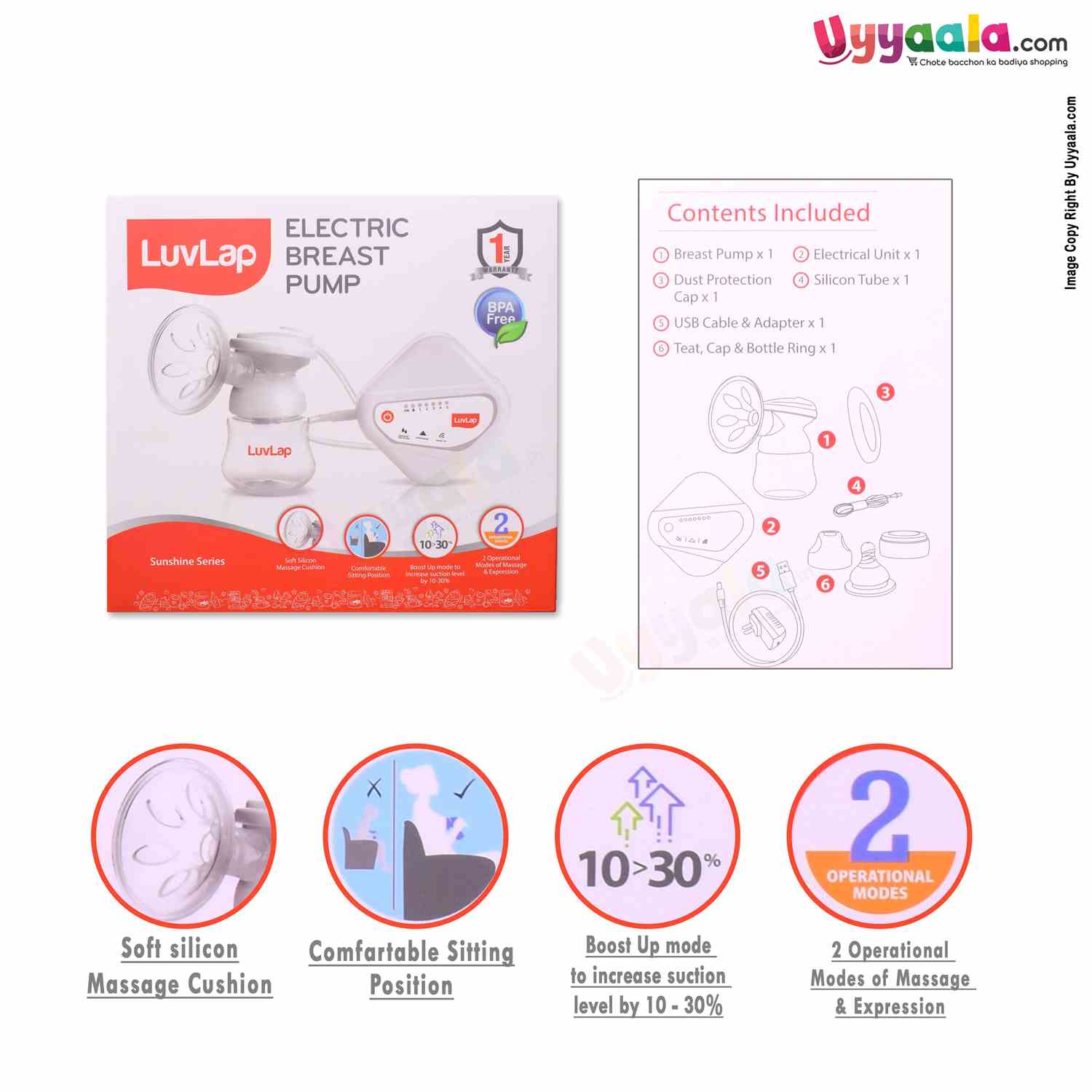 LUVLAP Electric Breast Pump Sun Shine Series
