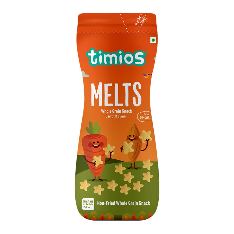 Buy Timios Melts - Carrot, Cumin flavored Puff Snacks for your Baby - 50gms Online in India at uyyaala.com