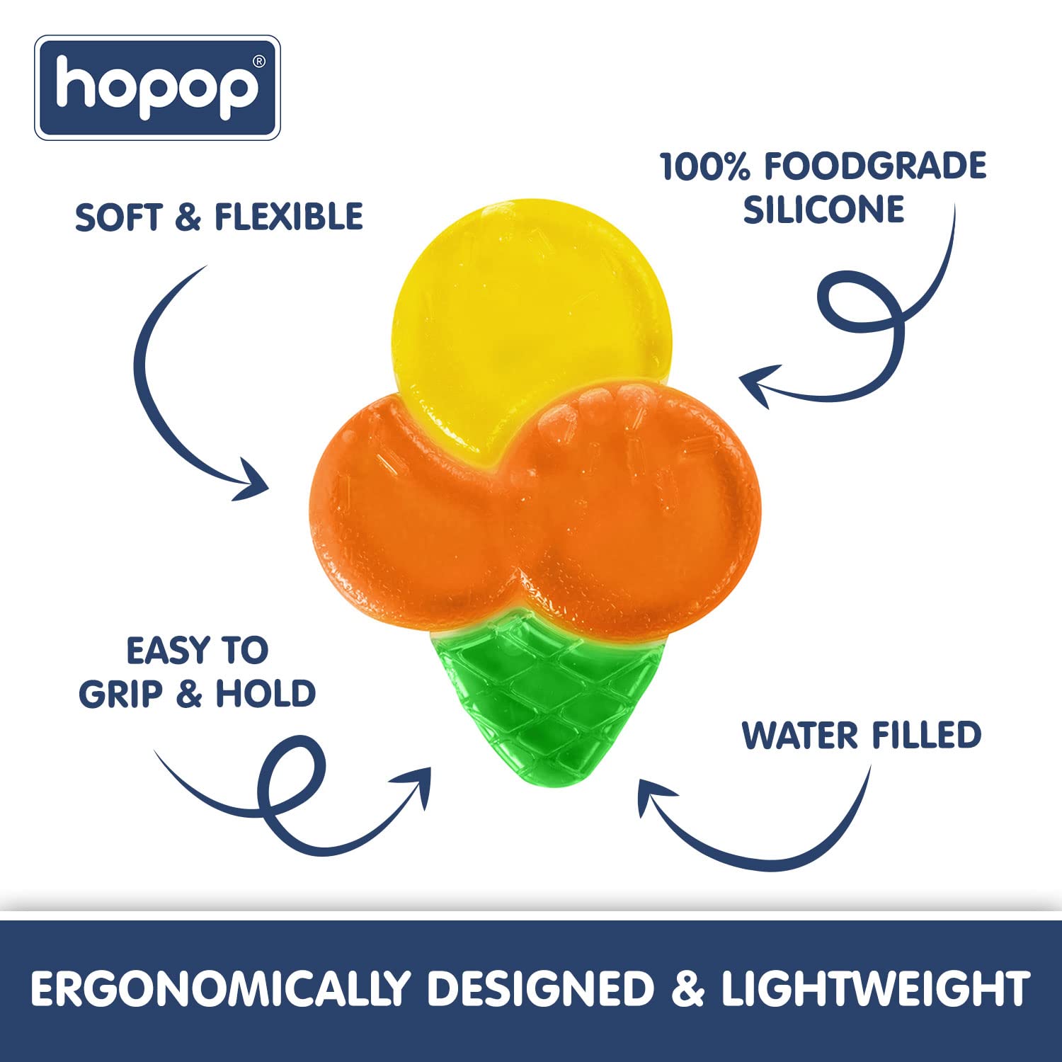 Hopop Easy Grip Water Filled Cooling Teether For Babies - Softy 4m+