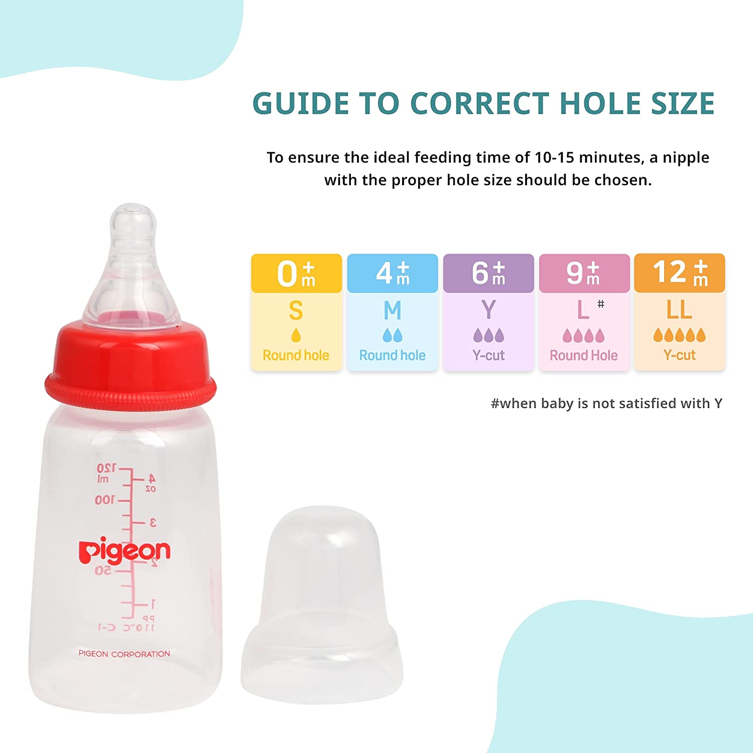 PIGEON Feeding Bottle Narrow Neck Square Base Flexible 0+m Age - 120ml