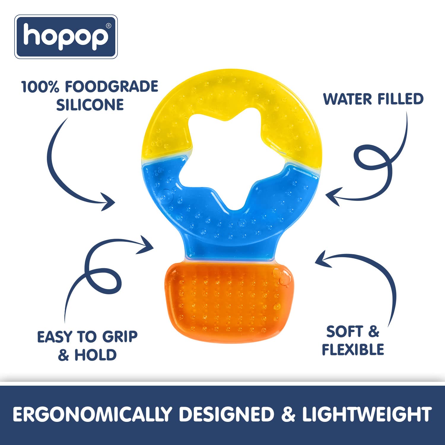 Hopop Easy Grip Water Filled Cooling Teether For Babies - Balloon 4m+