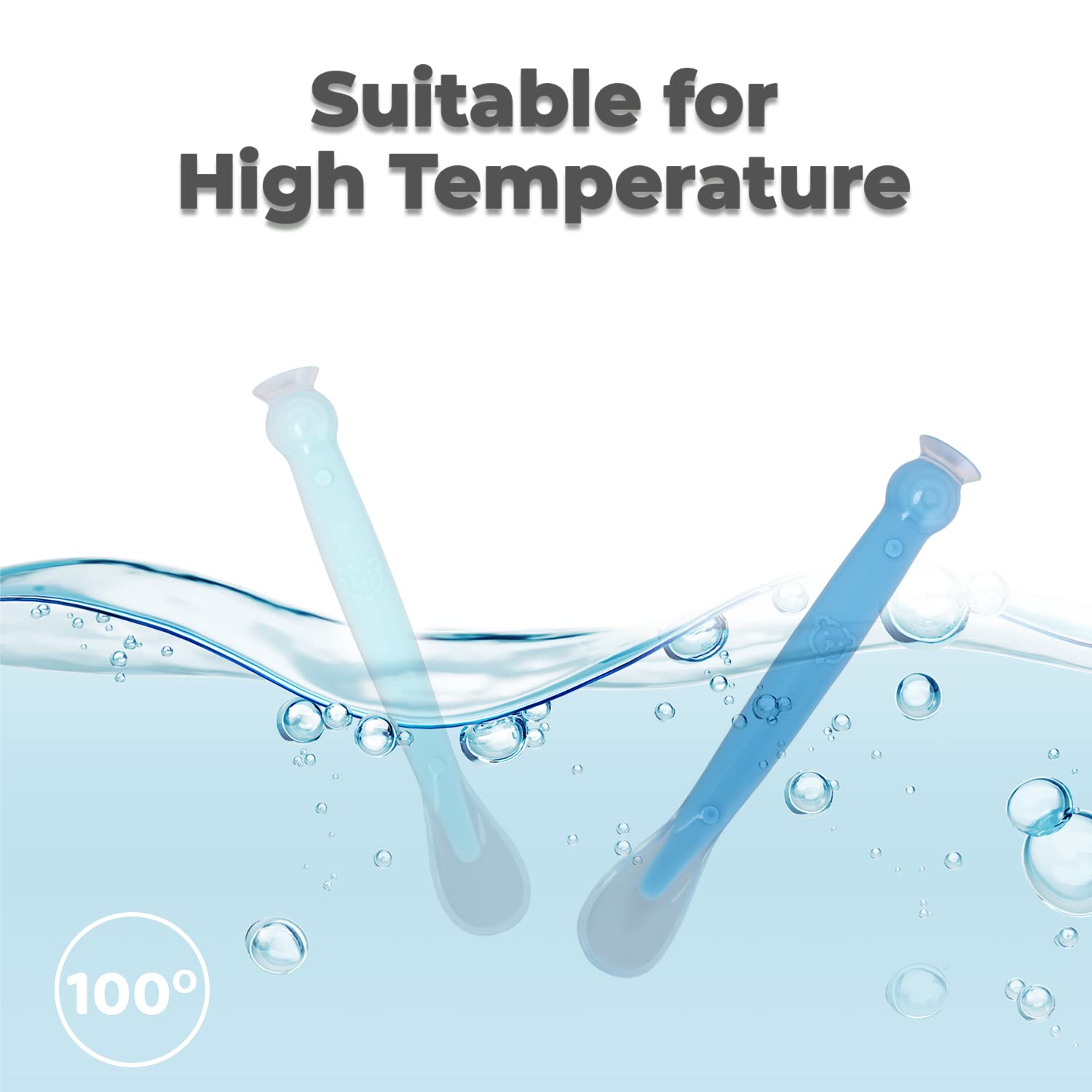 R FOR RABBIT Safe Feed Silicon Spoon For Babies, 2pcs - Lake Blue & Blue 6m+