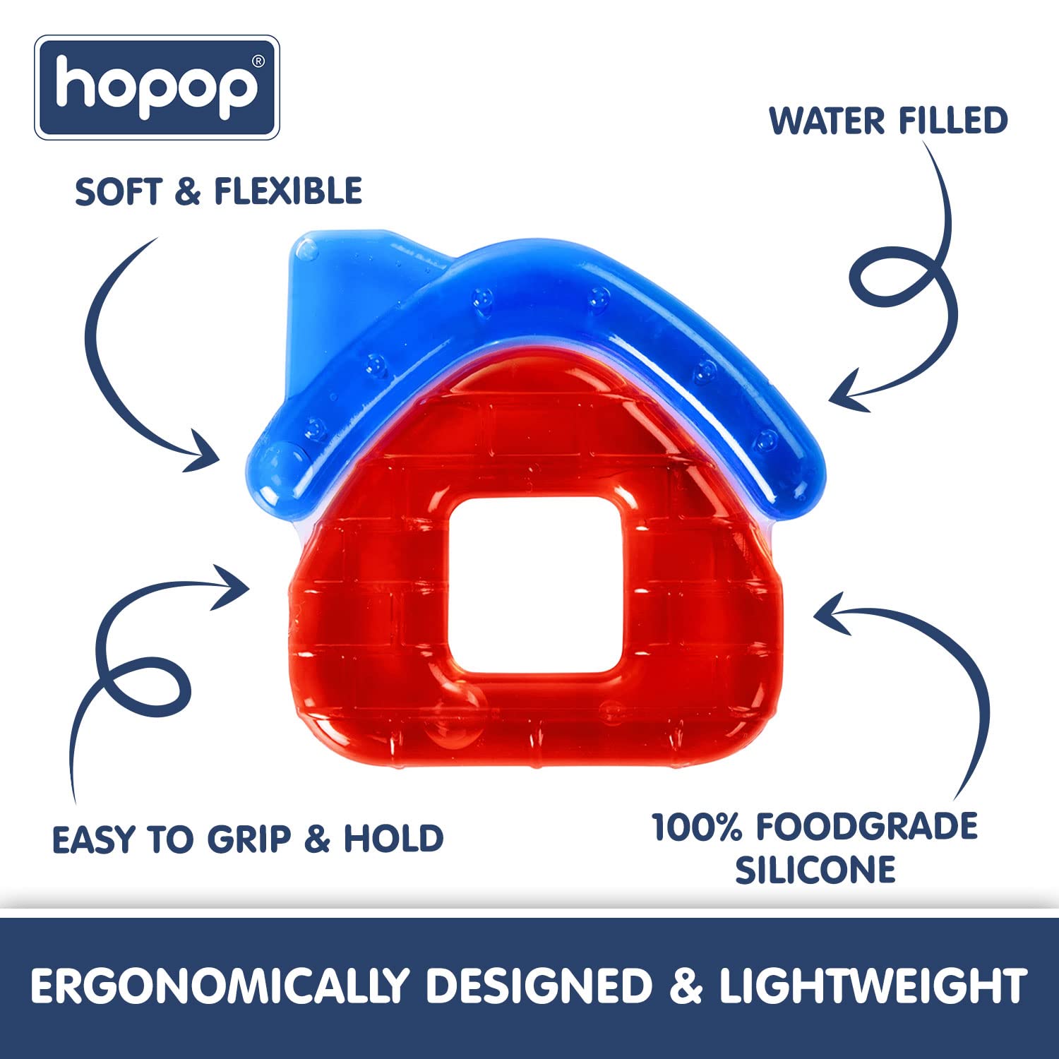 Hopop Easy Grip Water Filled Cooling Teether For Babies - House 4m+