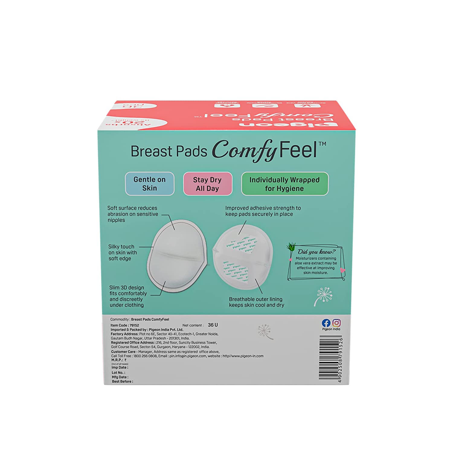 PIGEON Comfy Feel Disposable Breast (Nursing) Pads Soft - 36Pcs