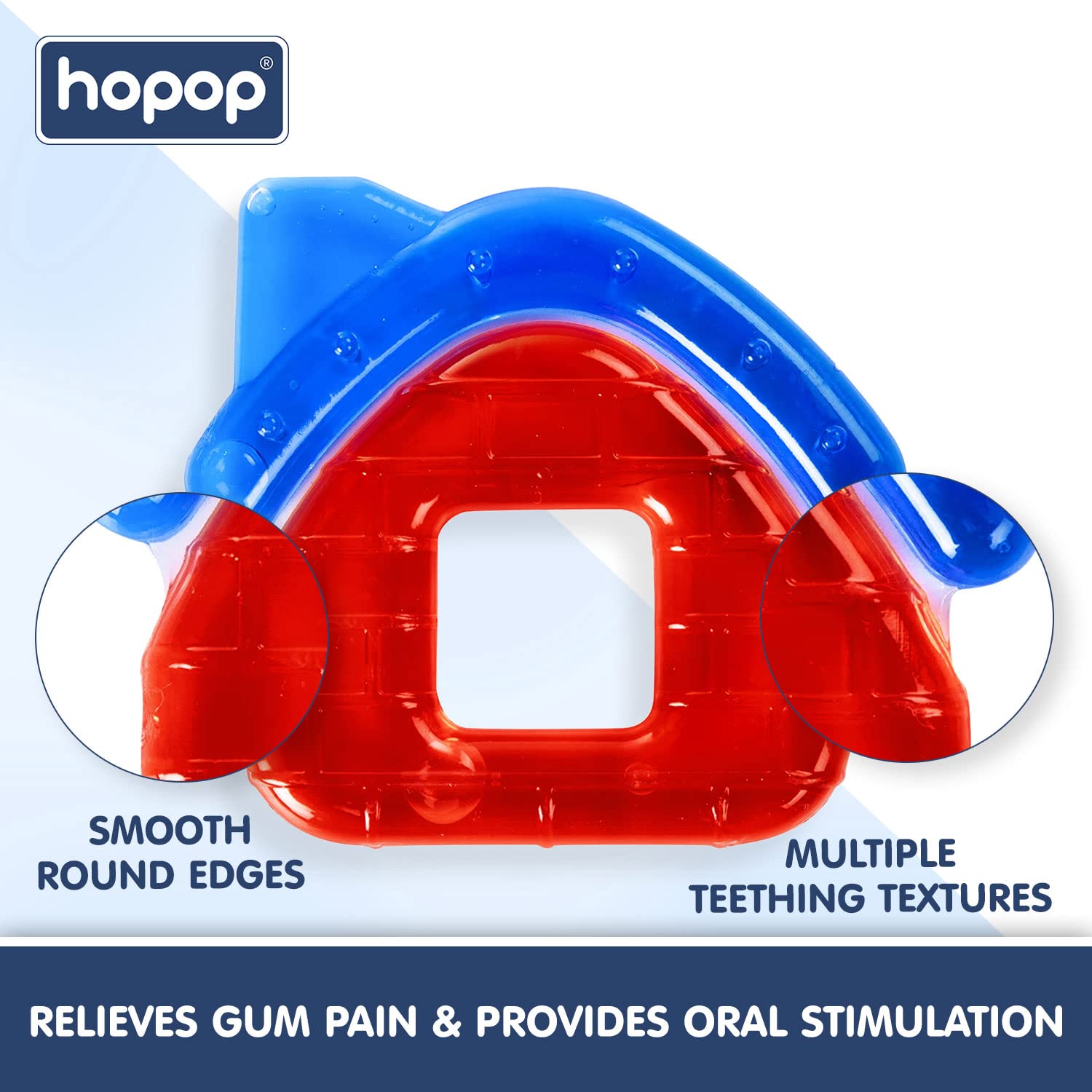 Hopop Easy Grip Water Filled Cooling Teether For Babies - House 4m+