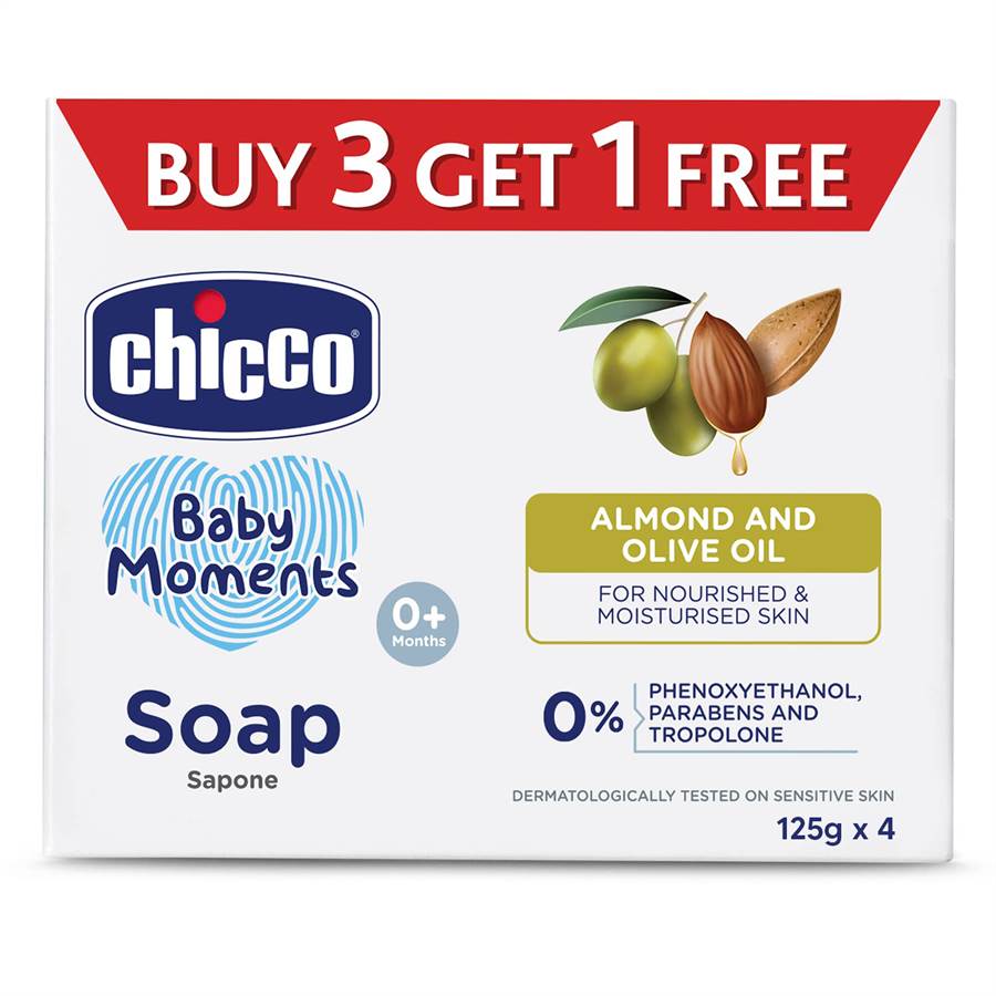 CHICCO moisturizing soaps, 4pcs pack - 125g each