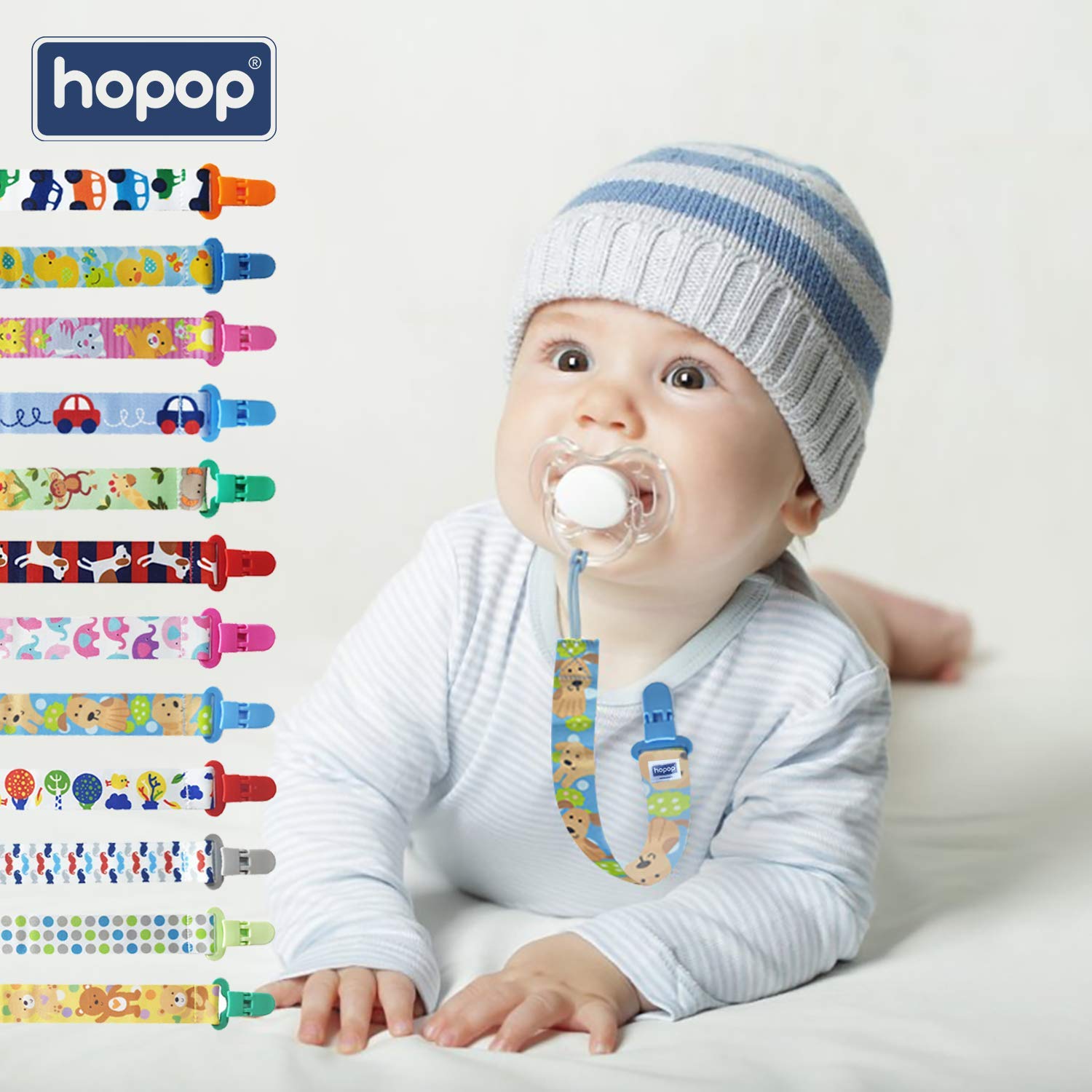 Hopop Baby Pacifier Clip For Babies- Blue, 0m+