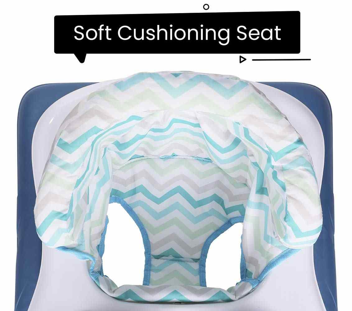 R FOR RABBIT Step Up Anti Fall Baby Walker with Adjustable Height and Musical Toy Bar for Kids, Blue