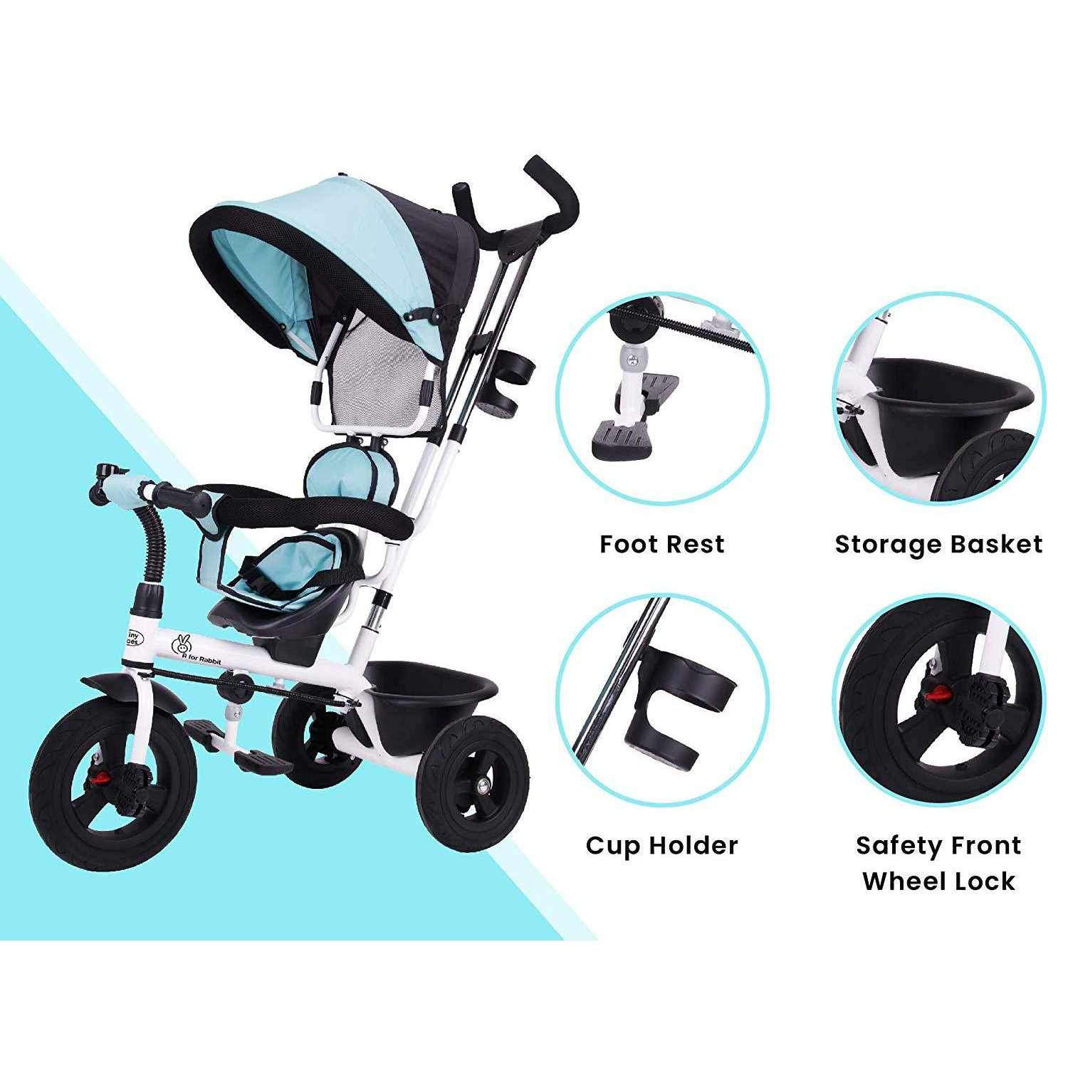 R for Rabbit Tiny Toes Sportz Baby Tricycle for Kids with Parental Control & Sun Proof Canopy
